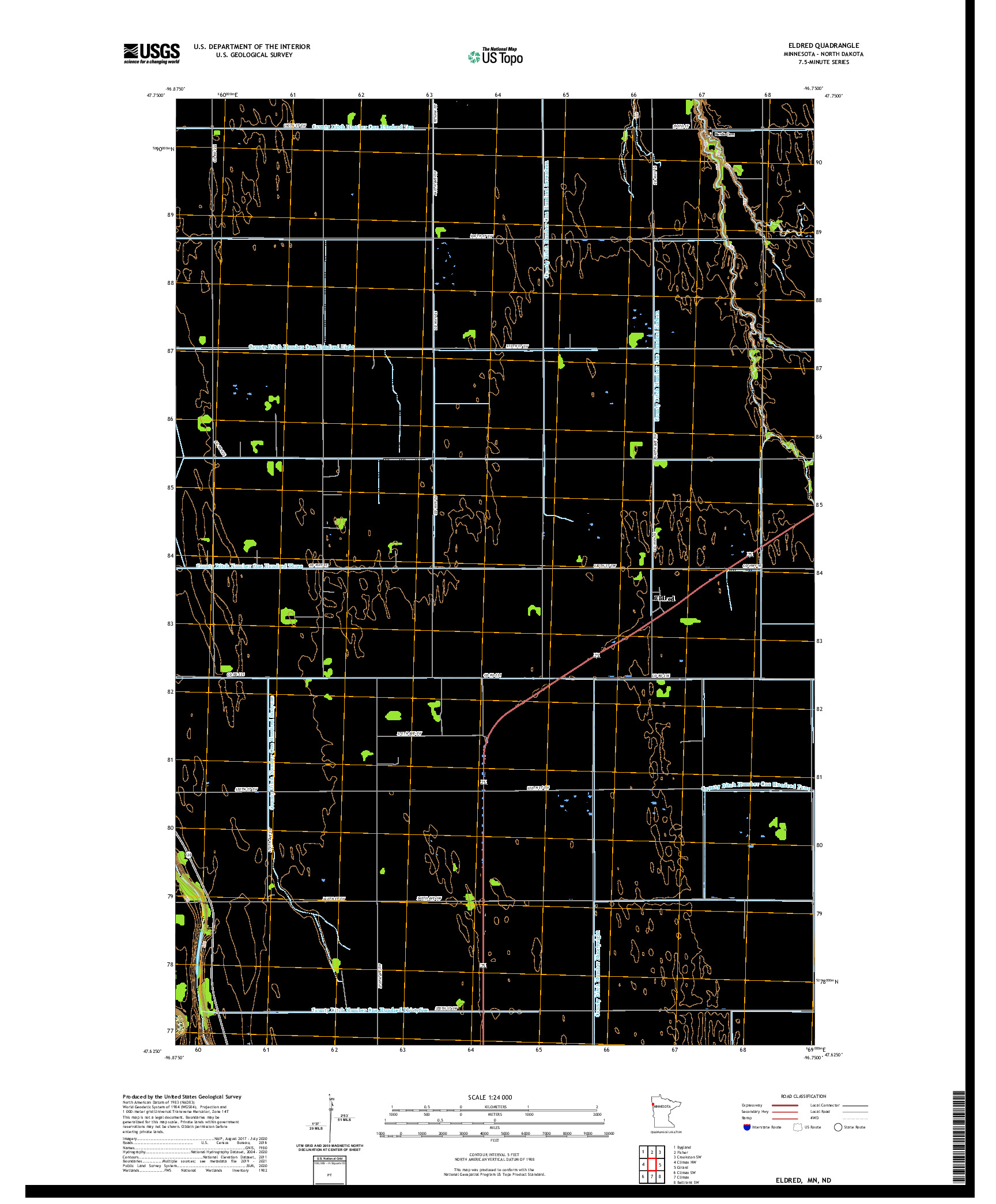 US TOPO 7.5-MINUTE MAP FOR ELDRED, MN,ND