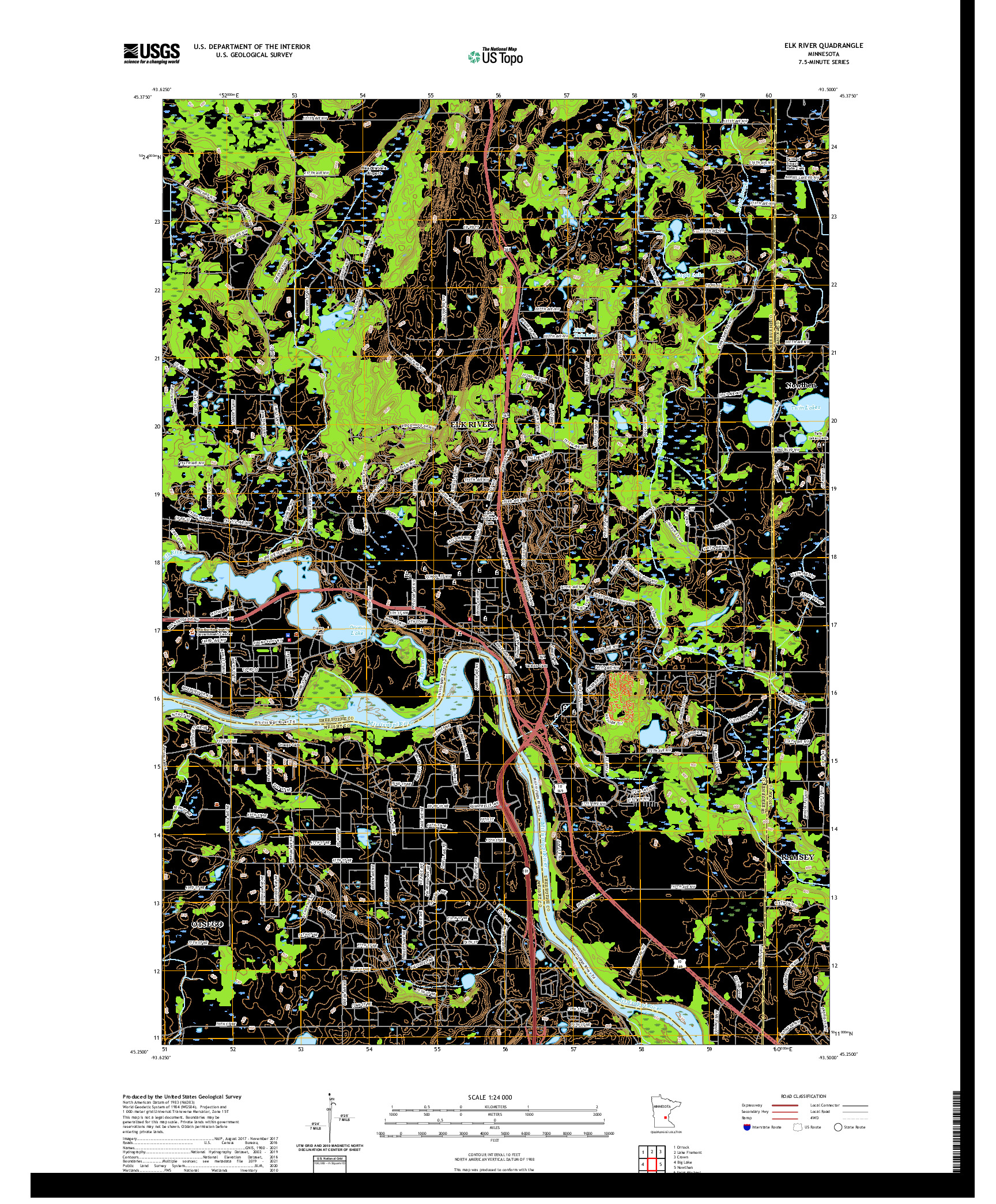 US TOPO 7.5-MINUTE MAP FOR ELK RIVER, MN