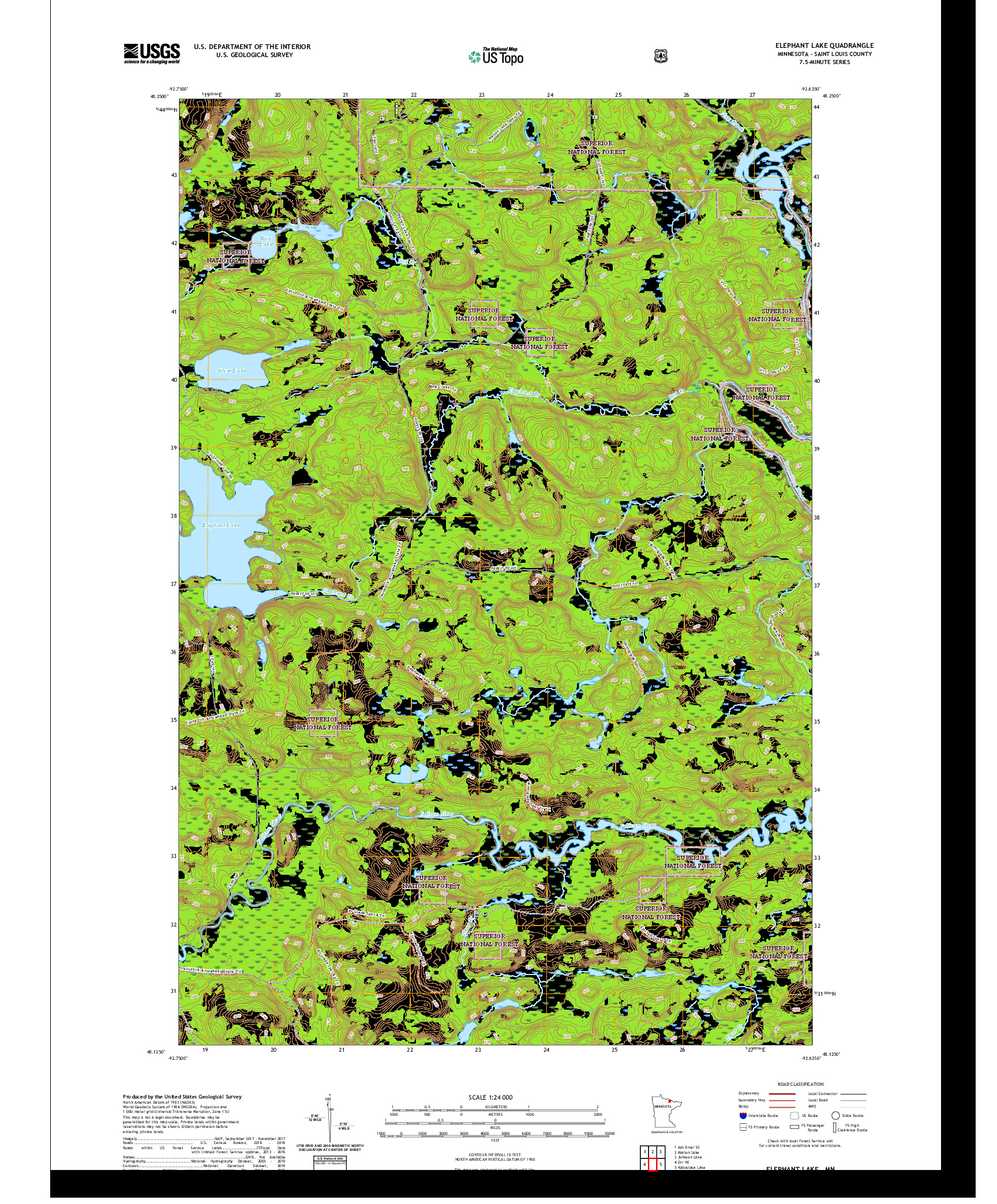 US TOPO 7.5-MINUTE MAP FOR ELEPHANT LAKE, MN