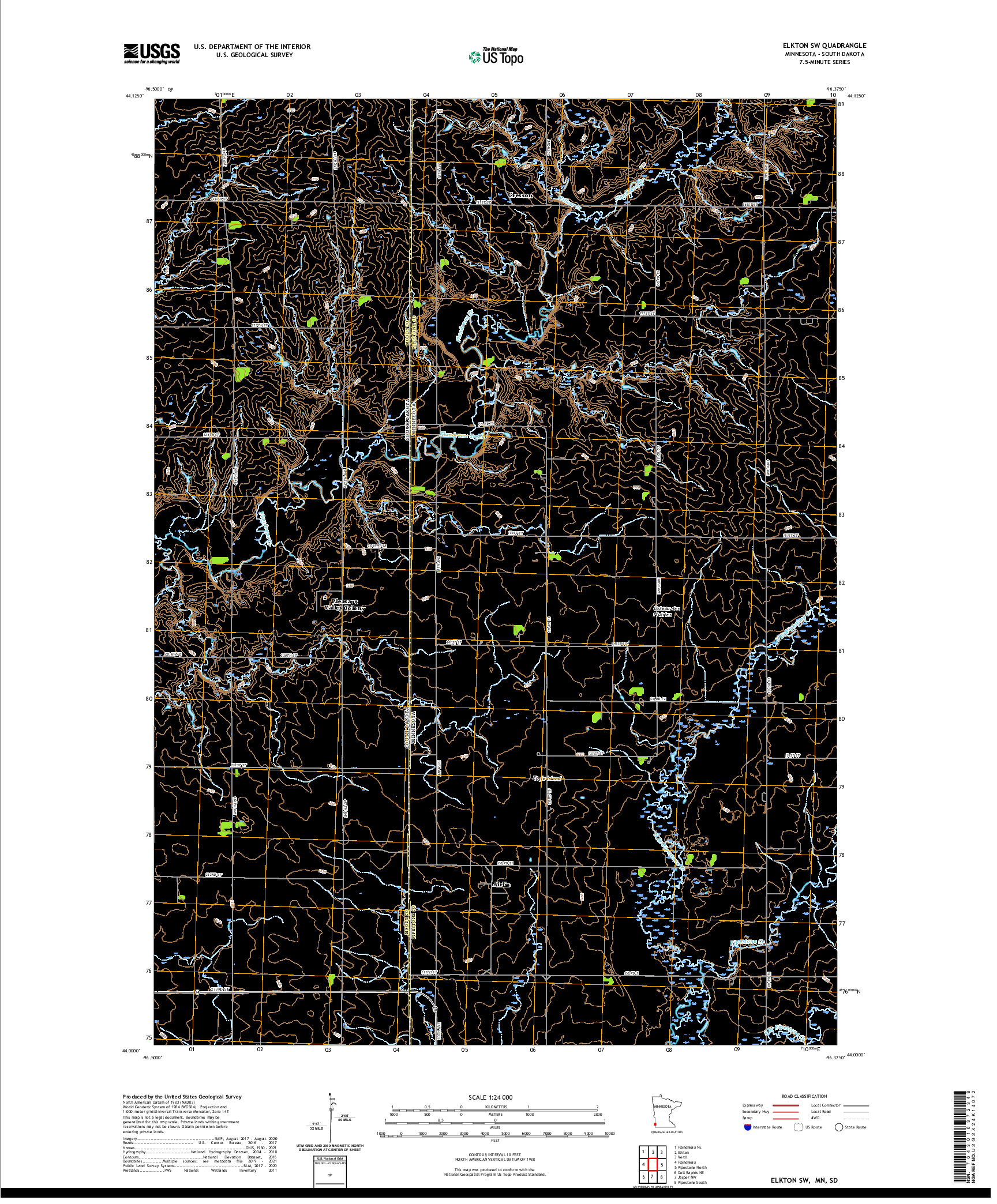 US TOPO 7.5-MINUTE MAP FOR ELKTON SW, MN,SD