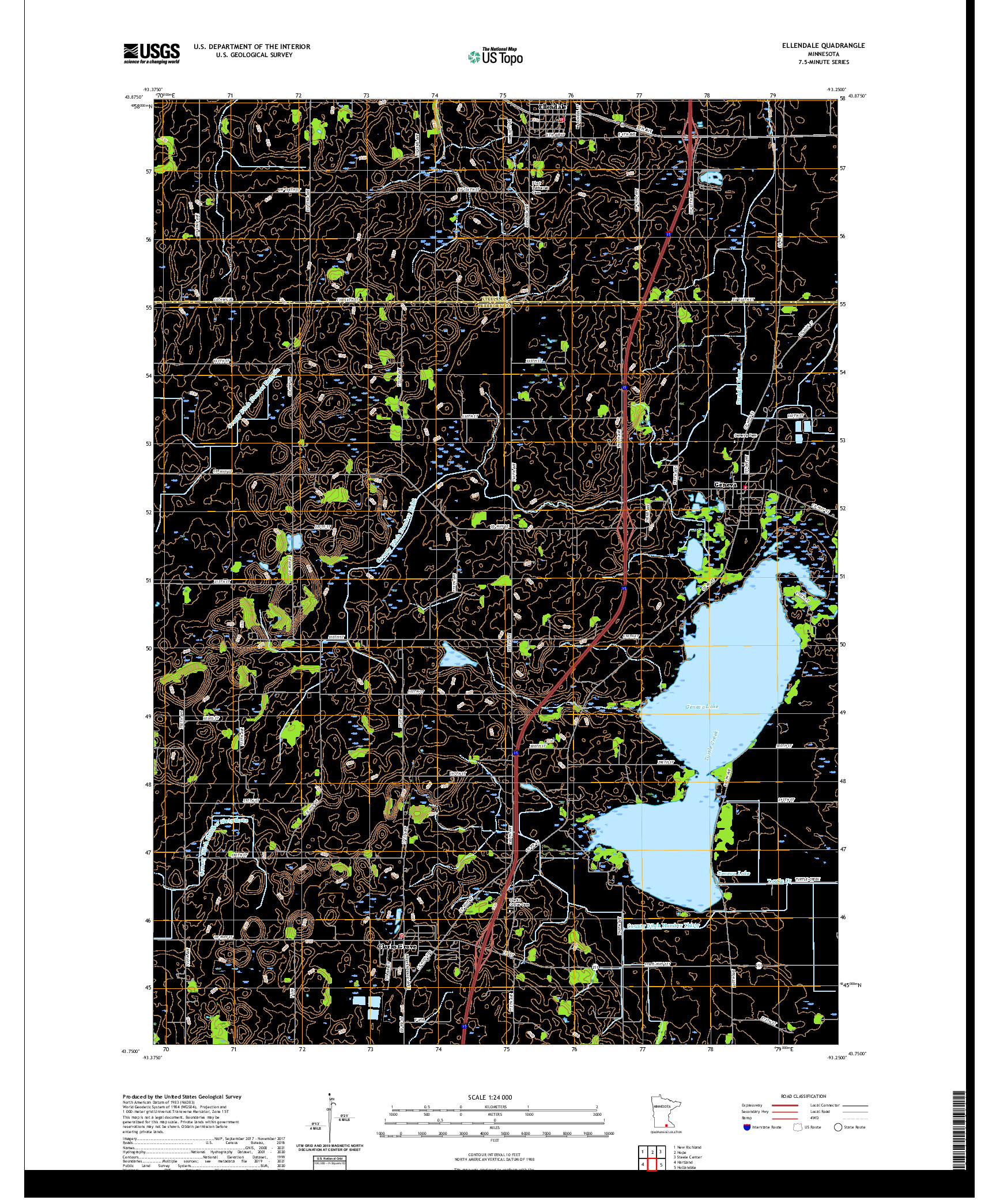 US TOPO 7.5-MINUTE MAP FOR ELLENDALE, MN