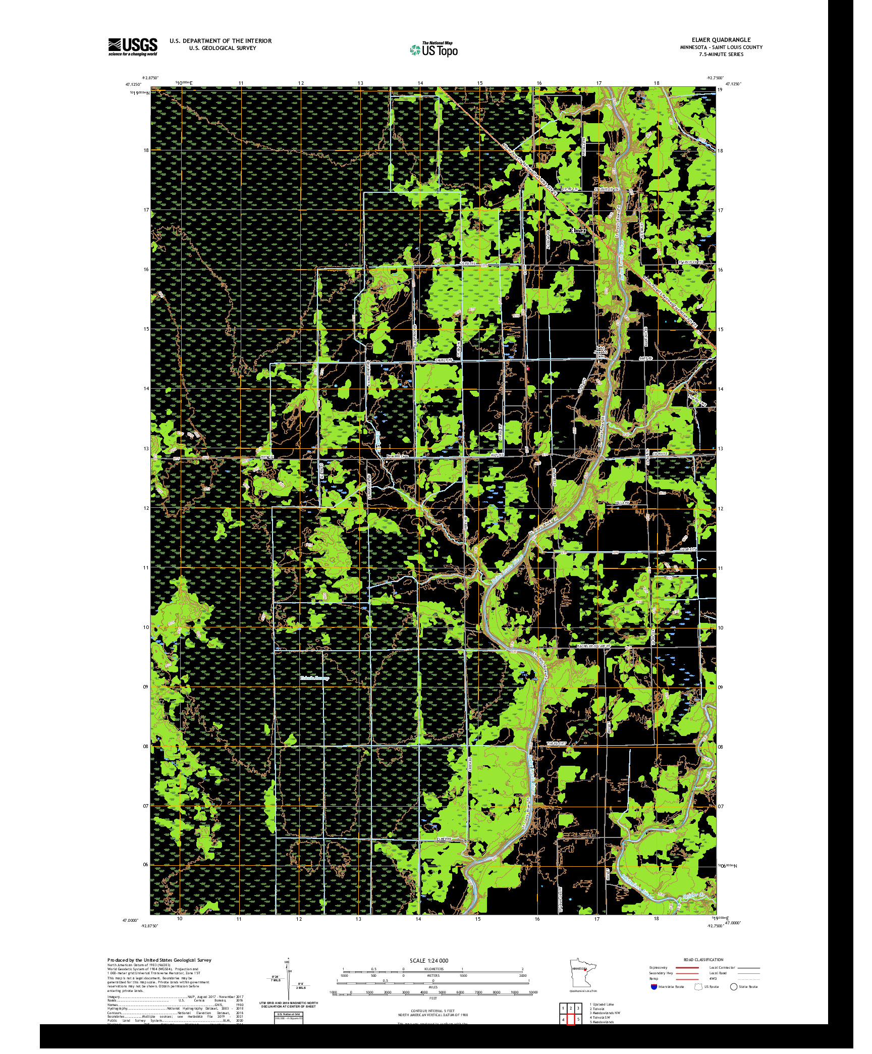 US TOPO 7.5-MINUTE MAP FOR ELMER, MN