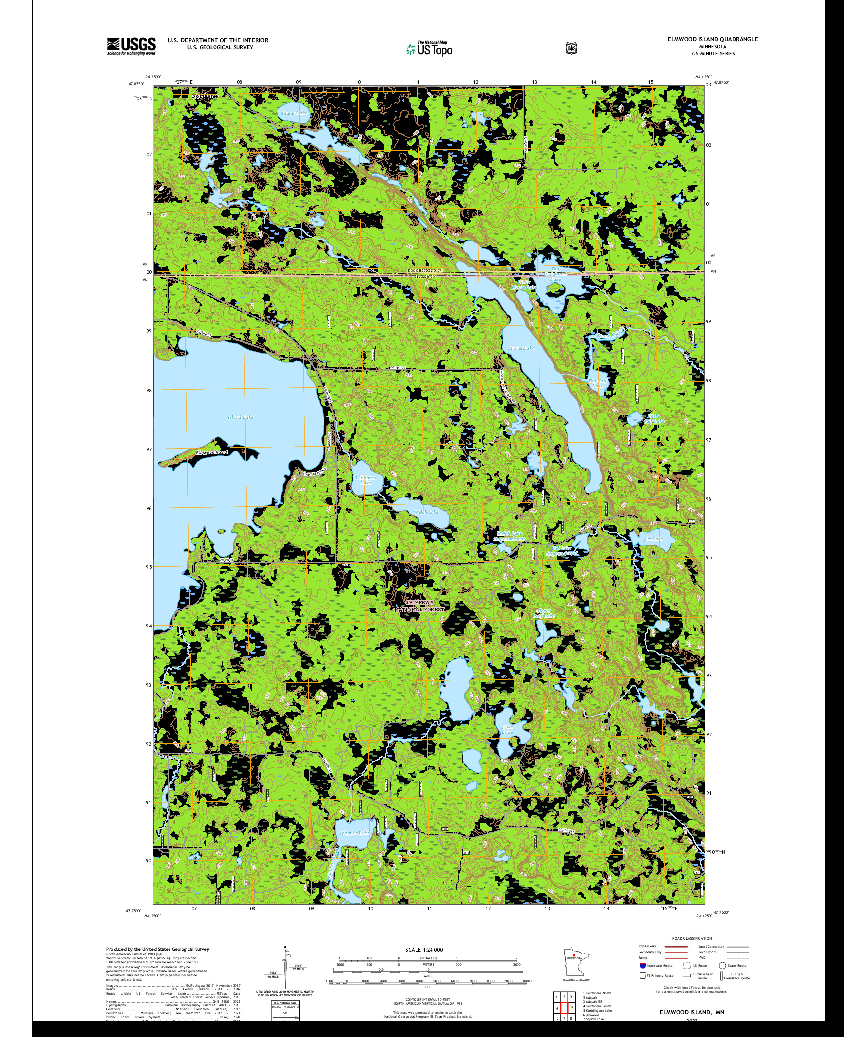 US TOPO 7.5-MINUTE MAP FOR ELMWOOD ISLAND, MN