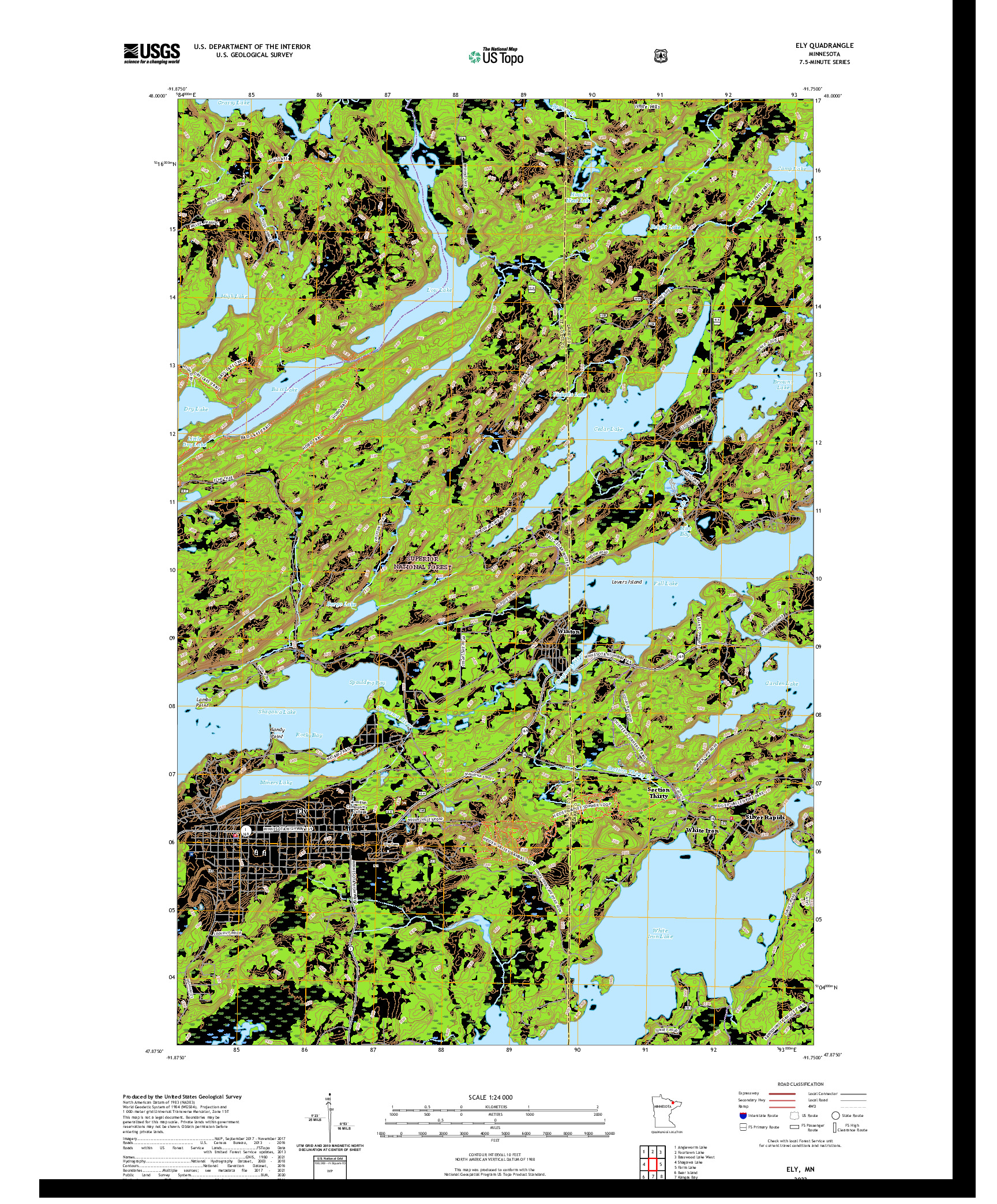 US TOPO 7.5-MINUTE MAP FOR ELY, MN