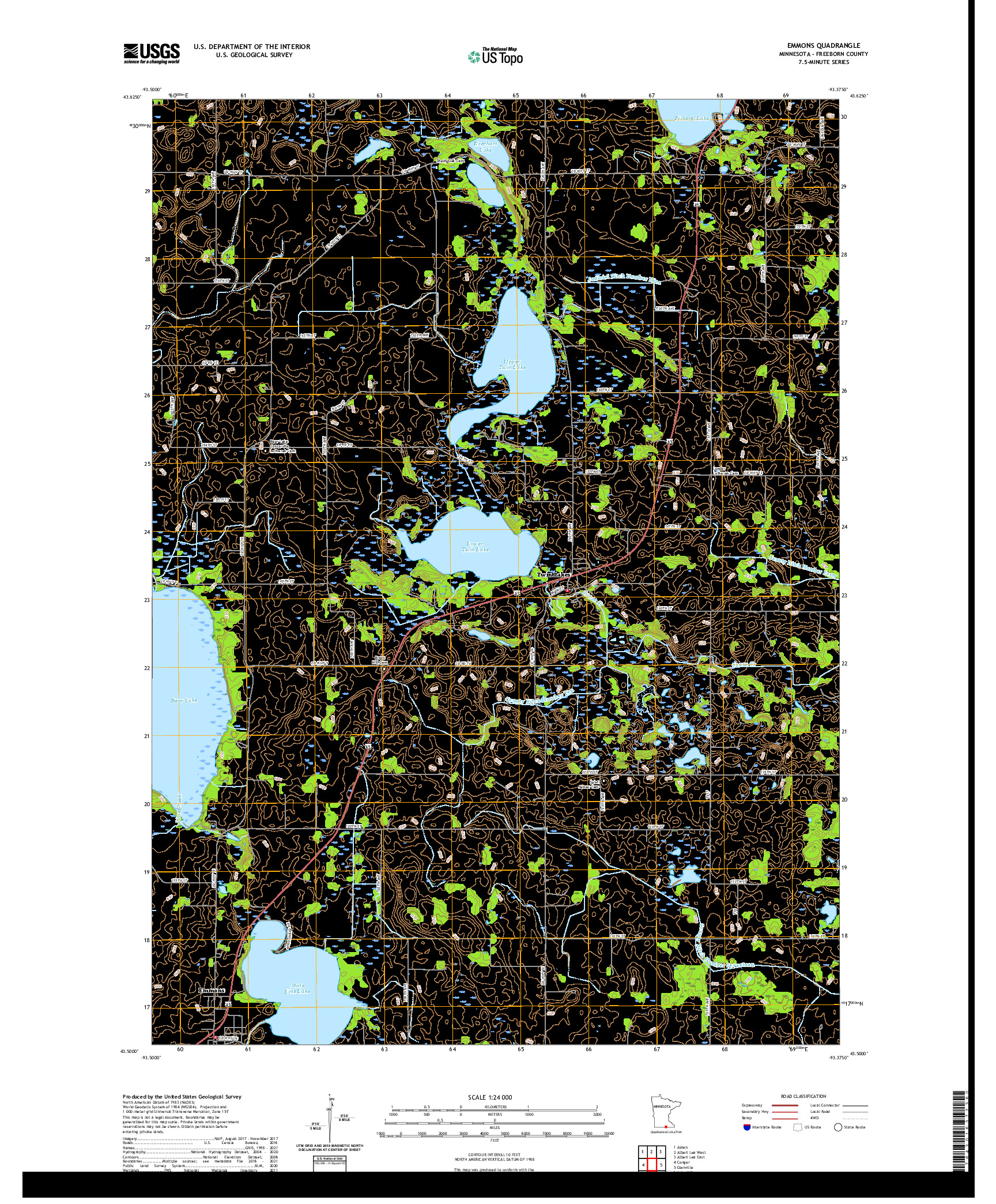 US TOPO 7.5-MINUTE MAP FOR EMMONS, MN