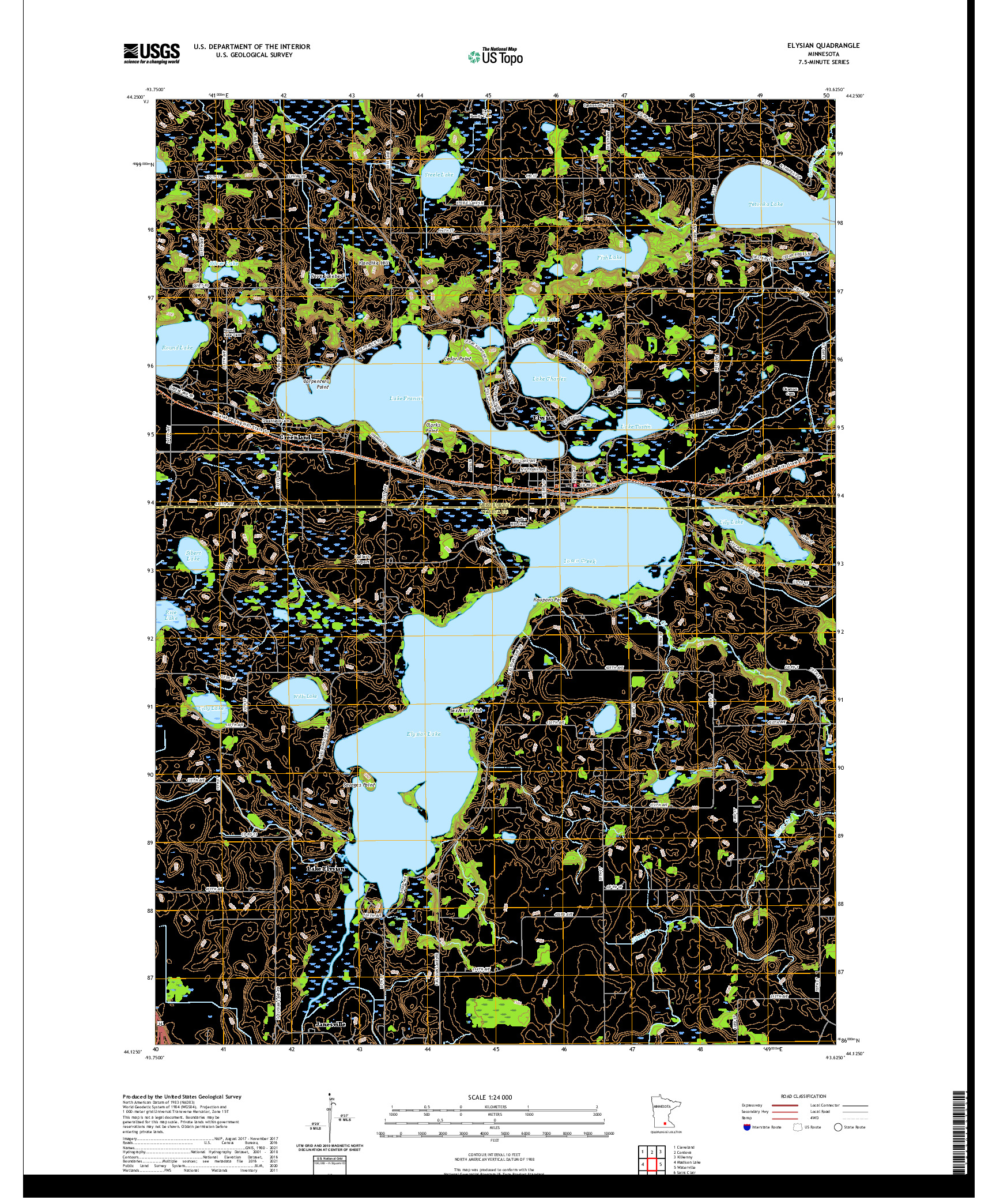 US TOPO 7.5-MINUTE MAP FOR ELYSIAN, MN