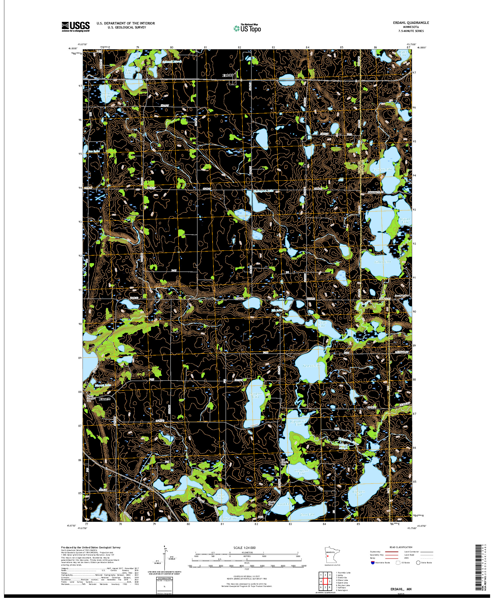 US TOPO 7.5-MINUTE MAP FOR ERDAHL, MN