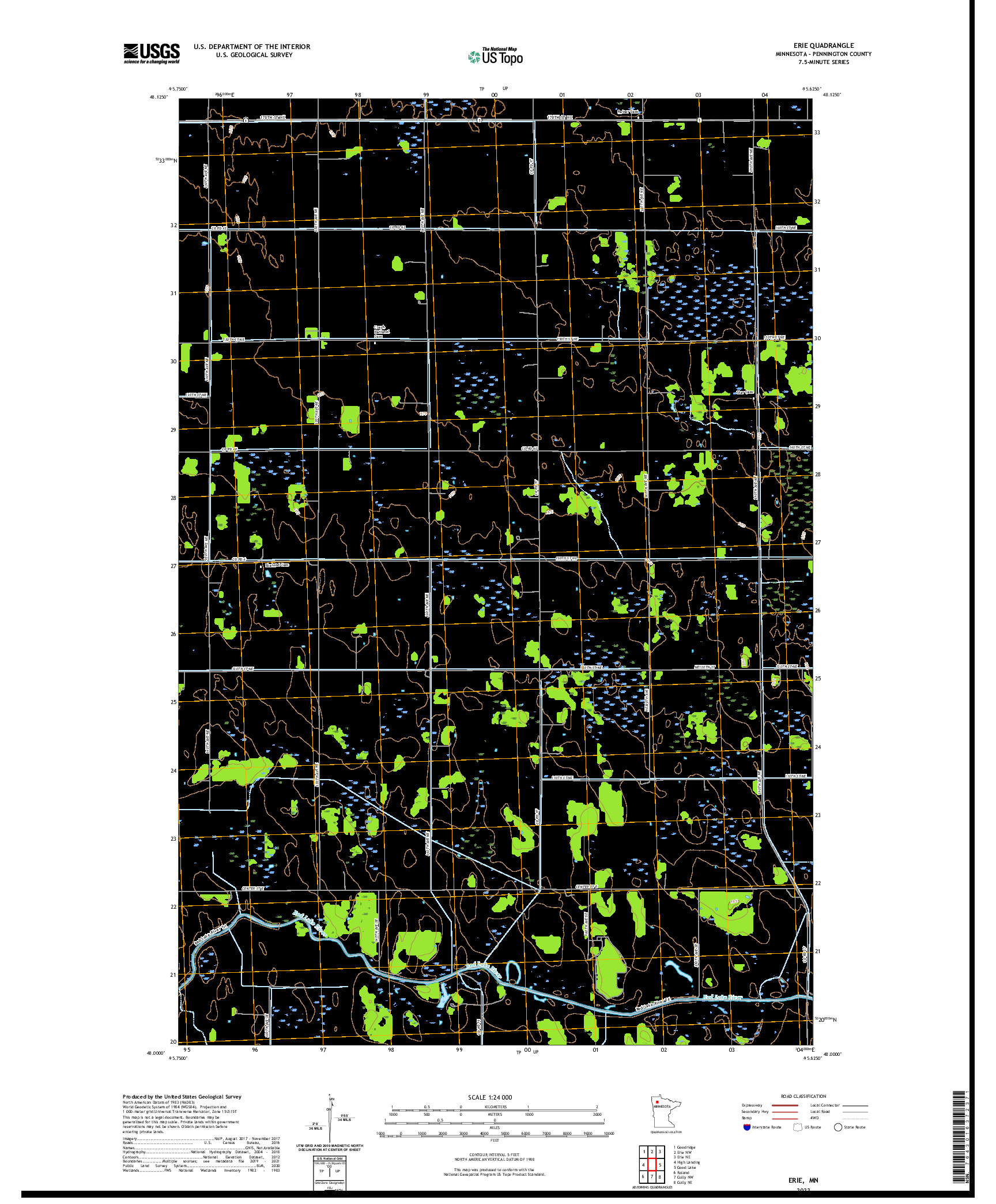 US TOPO 7.5-MINUTE MAP FOR ERIE, MN