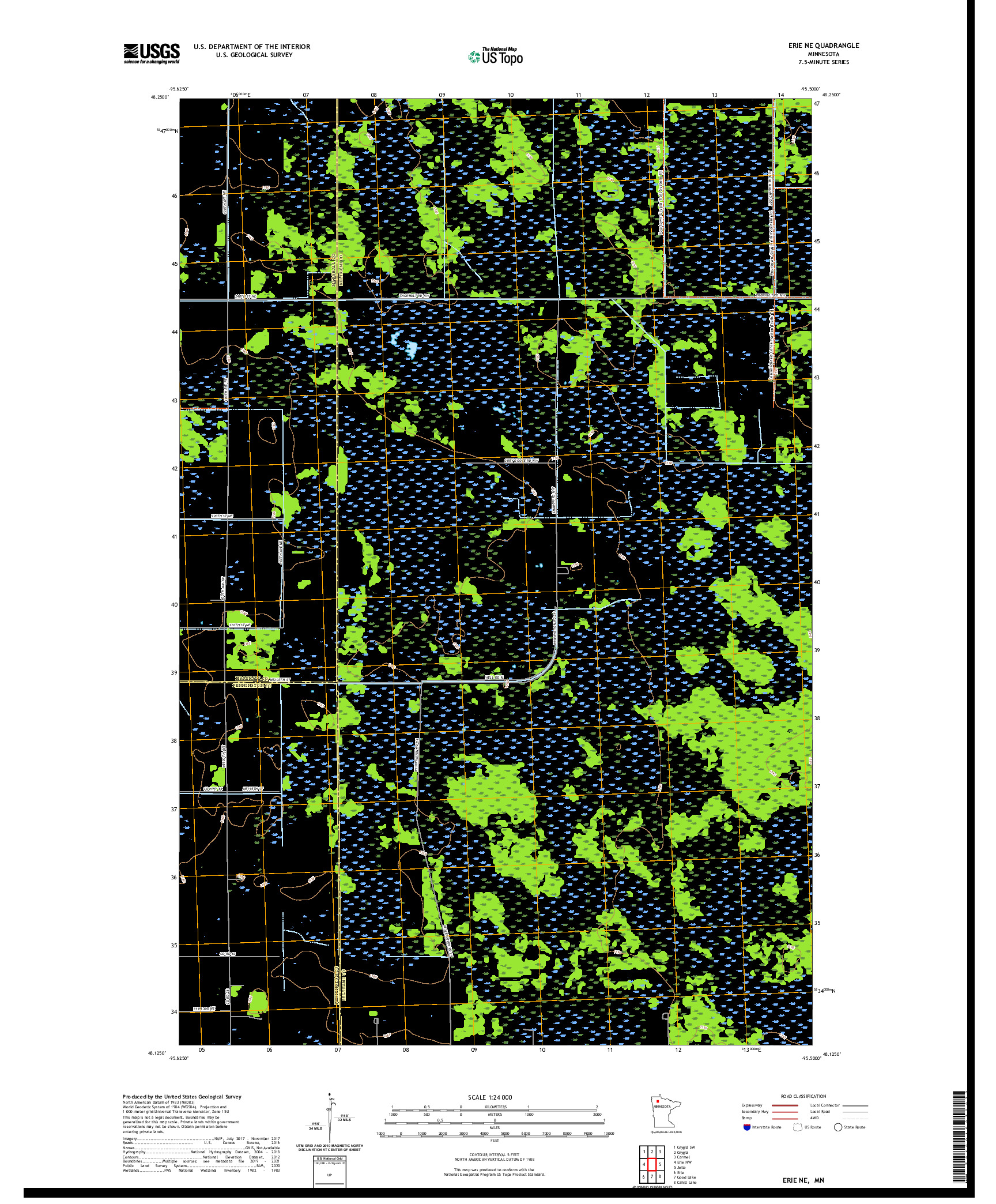 US TOPO 7.5-MINUTE MAP FOR ERIE NE, MN