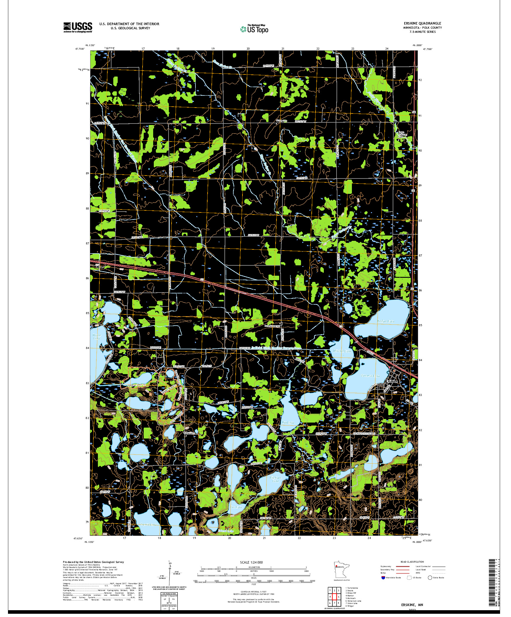 US TOPO 7.5-MINUTE MAP FOR ERSKINE, MN