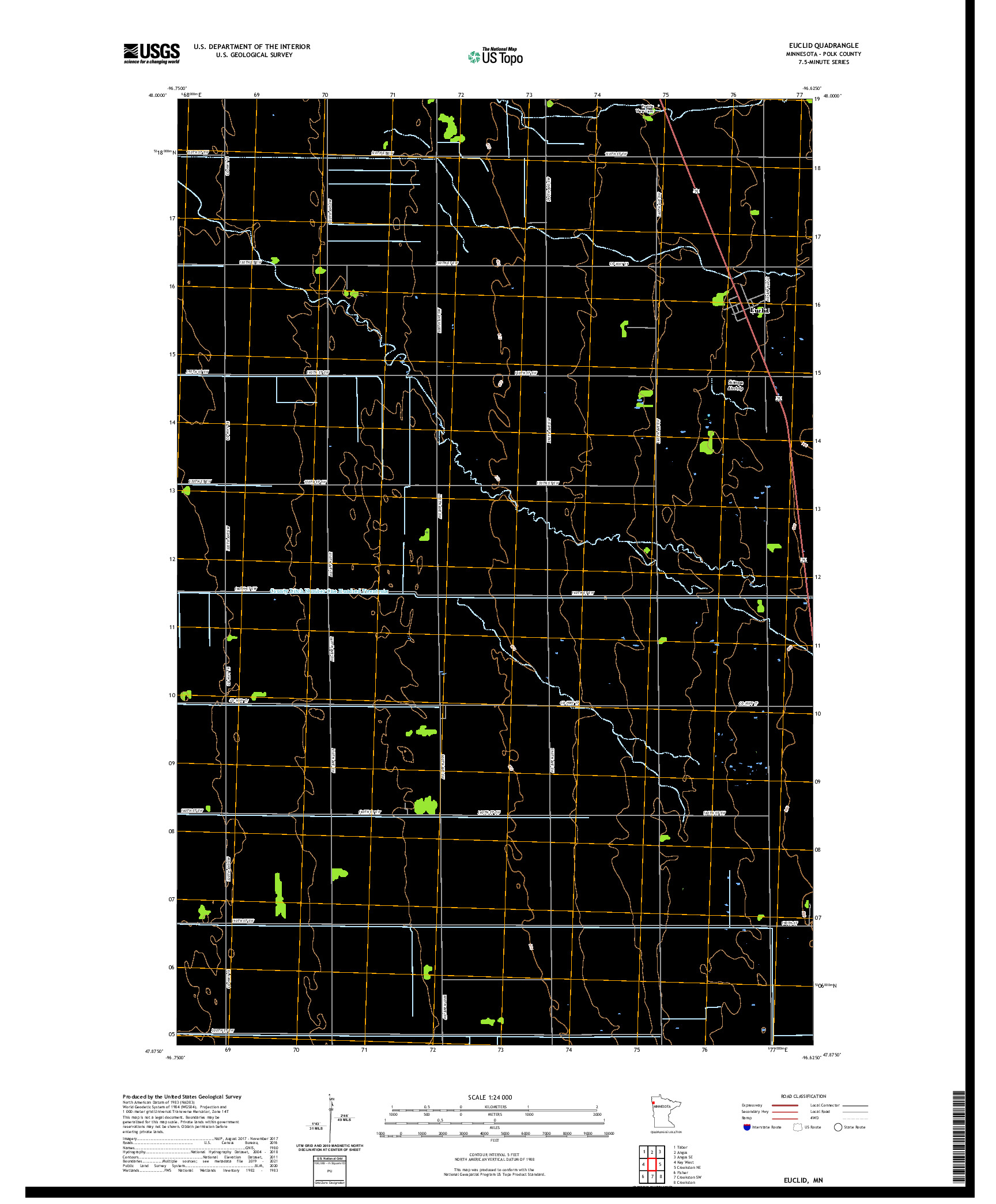US TOPO 7.5-MINUTE MAP FOR EUCLID, MN