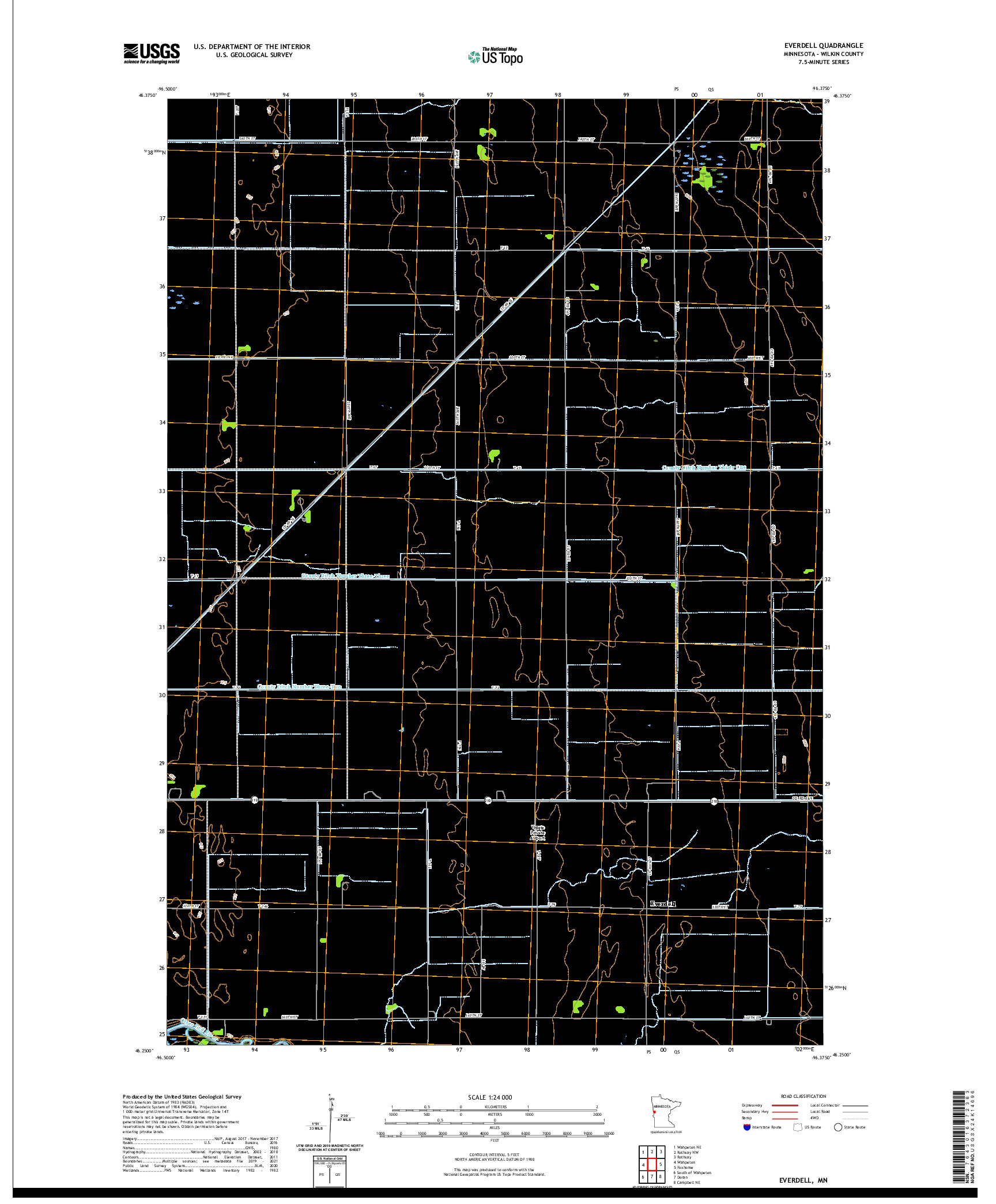 US TOPO 7.5-MINUTE MAP FOR EVERDELL, MN