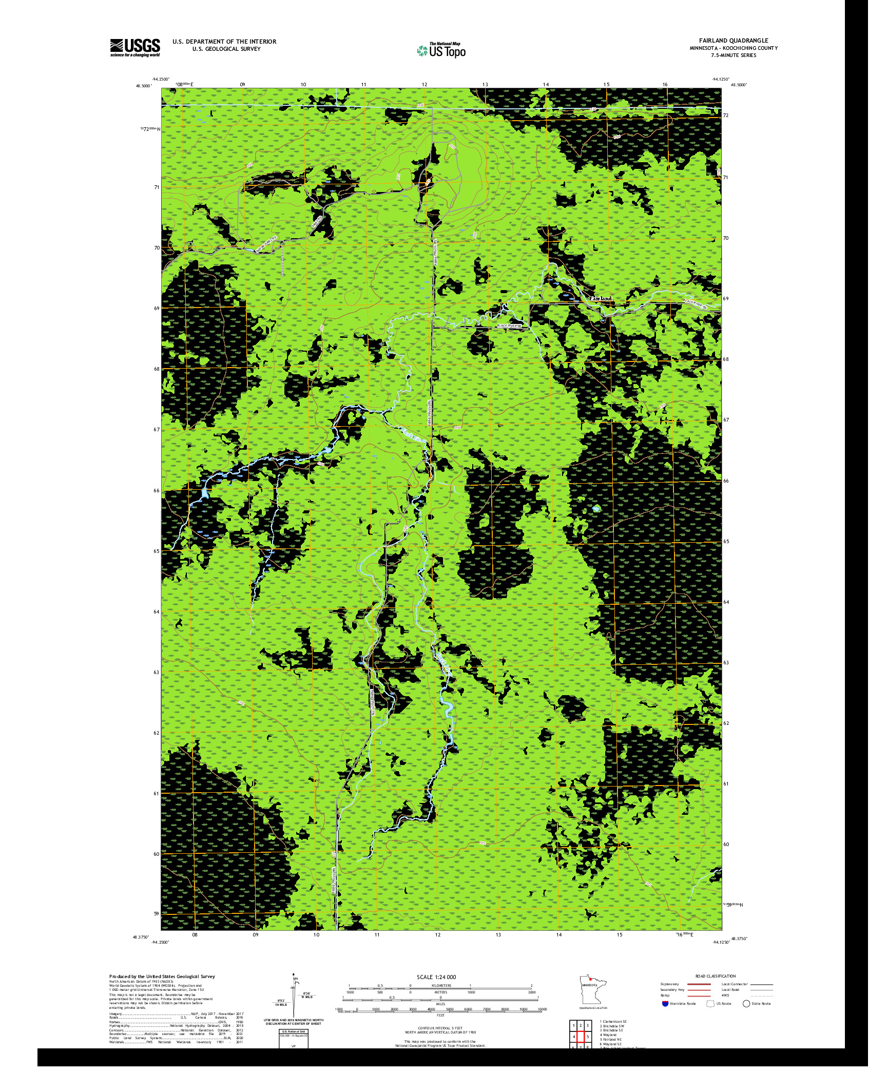 US TOPO 7.5-MINUTE MAP FOR FAIRLAND, MN