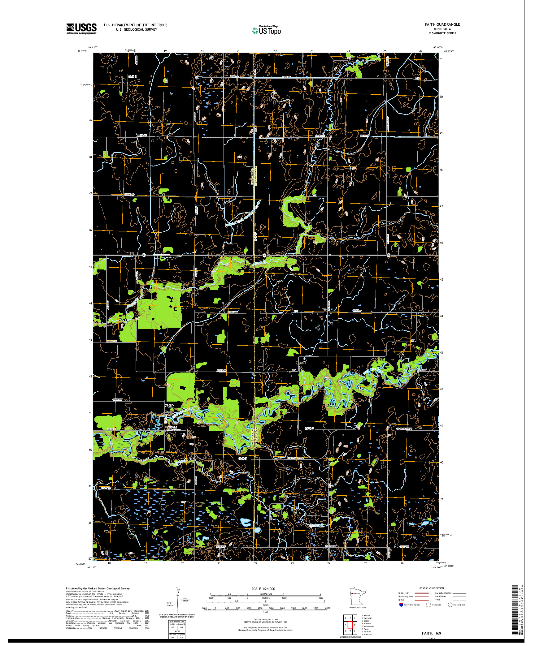 US TOPO 7.5-MINUTE MAP FOR FAITH, MN