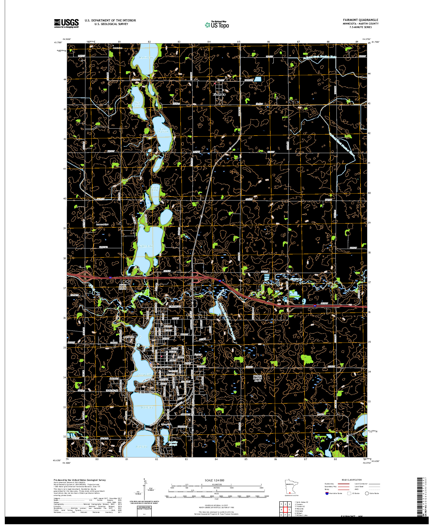 US TOPO 7.5-MINUTE MAP FOR FAIRMONT, MN