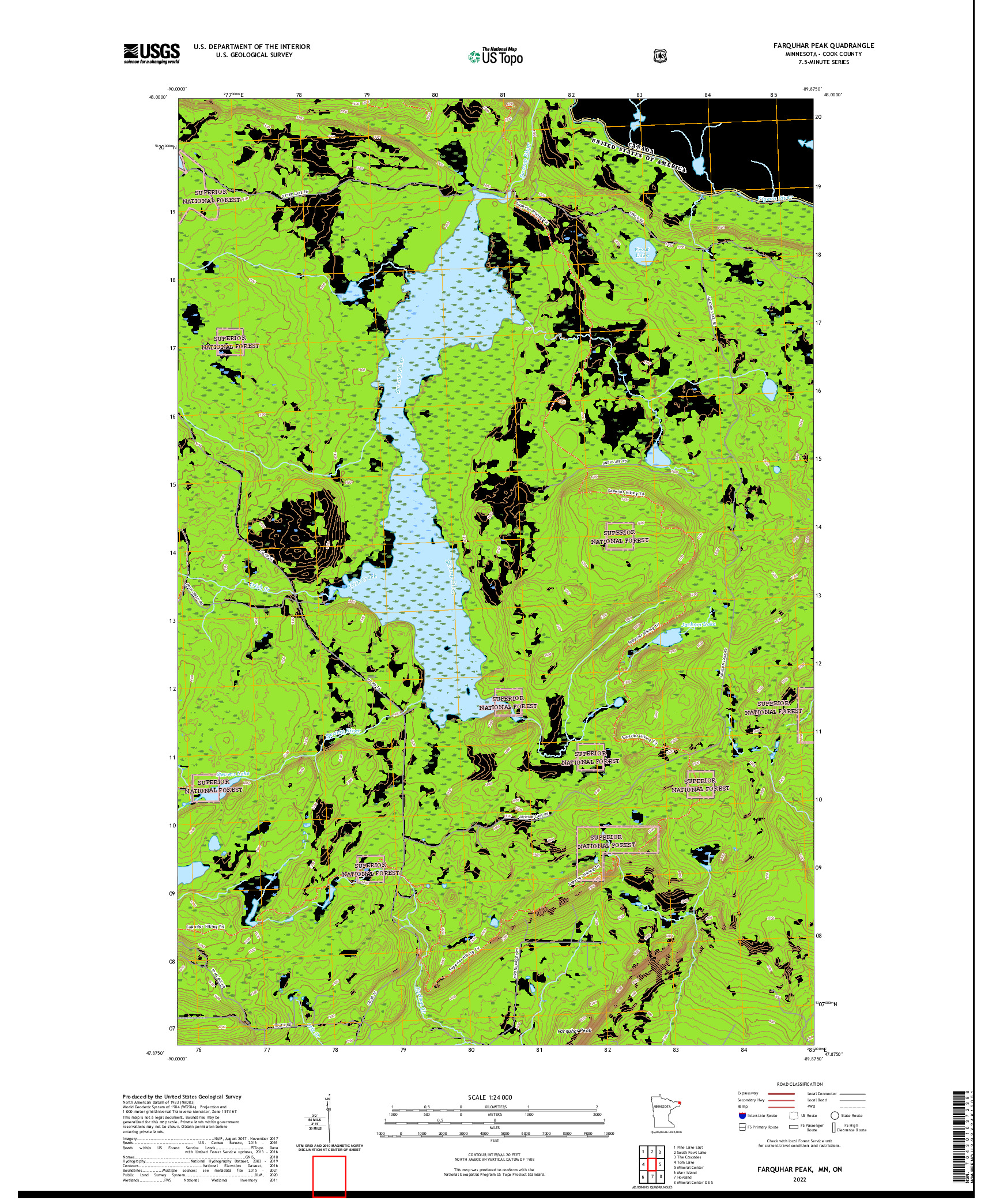 US TOPO 7.5-MINUTE MAP FOR FARQUHAR PEAK, MN,ON