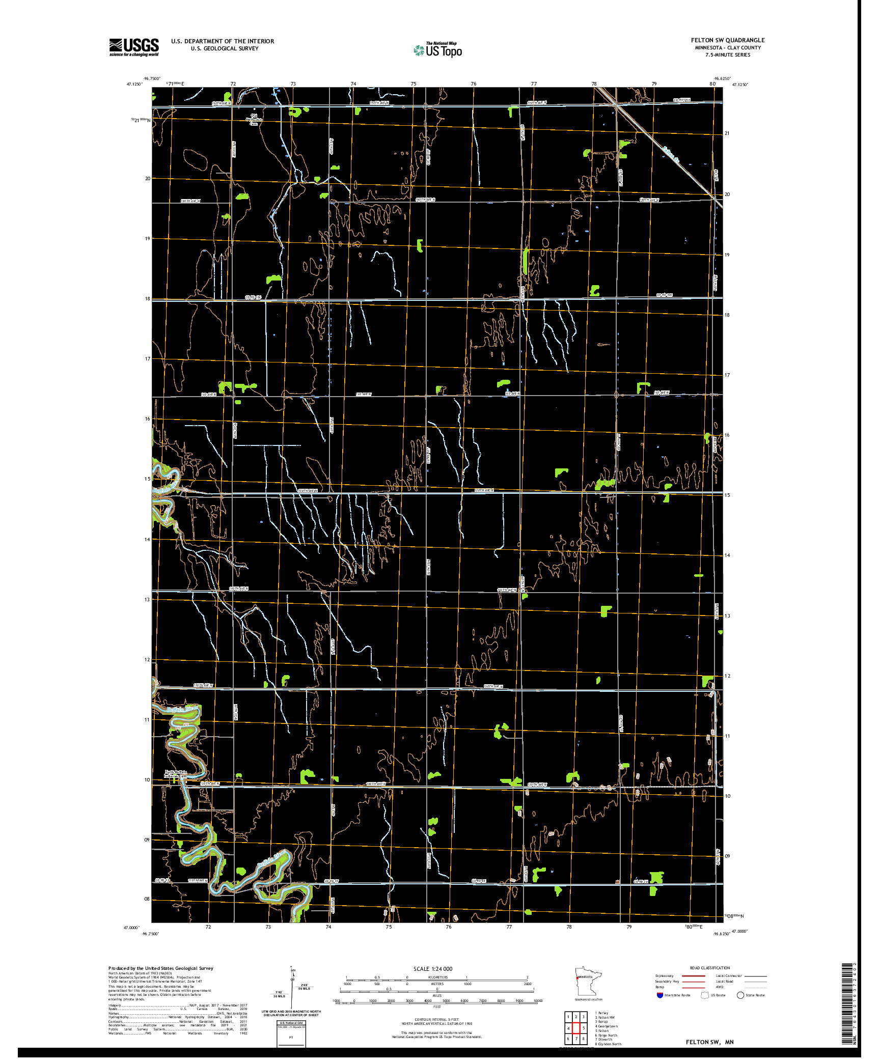 US TOPO 7.5-MINUTE MAP FOR FELTON SW, MN