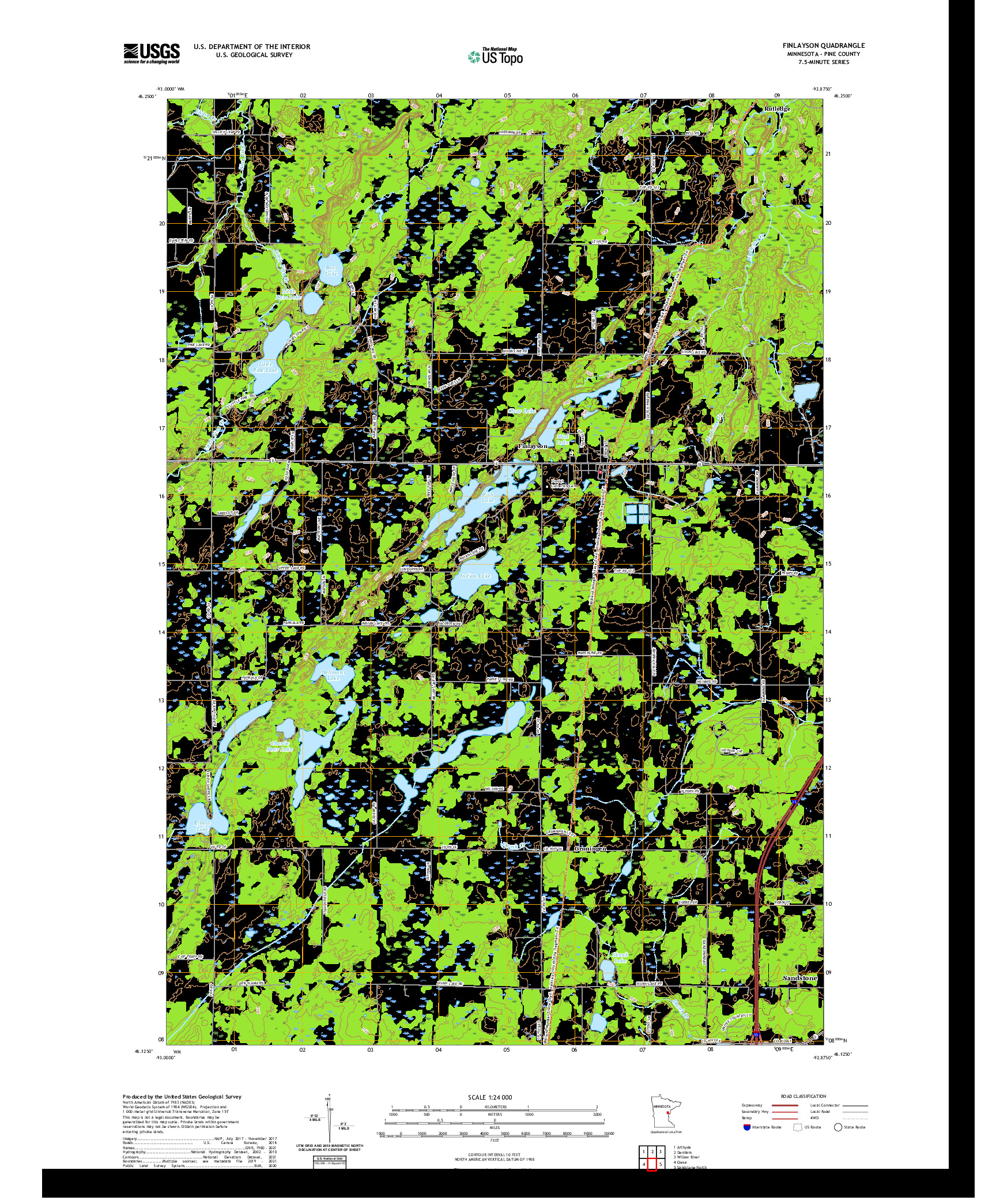 US TOPO 7.5-MINUTE MAP FOR FINLAYSON, MN