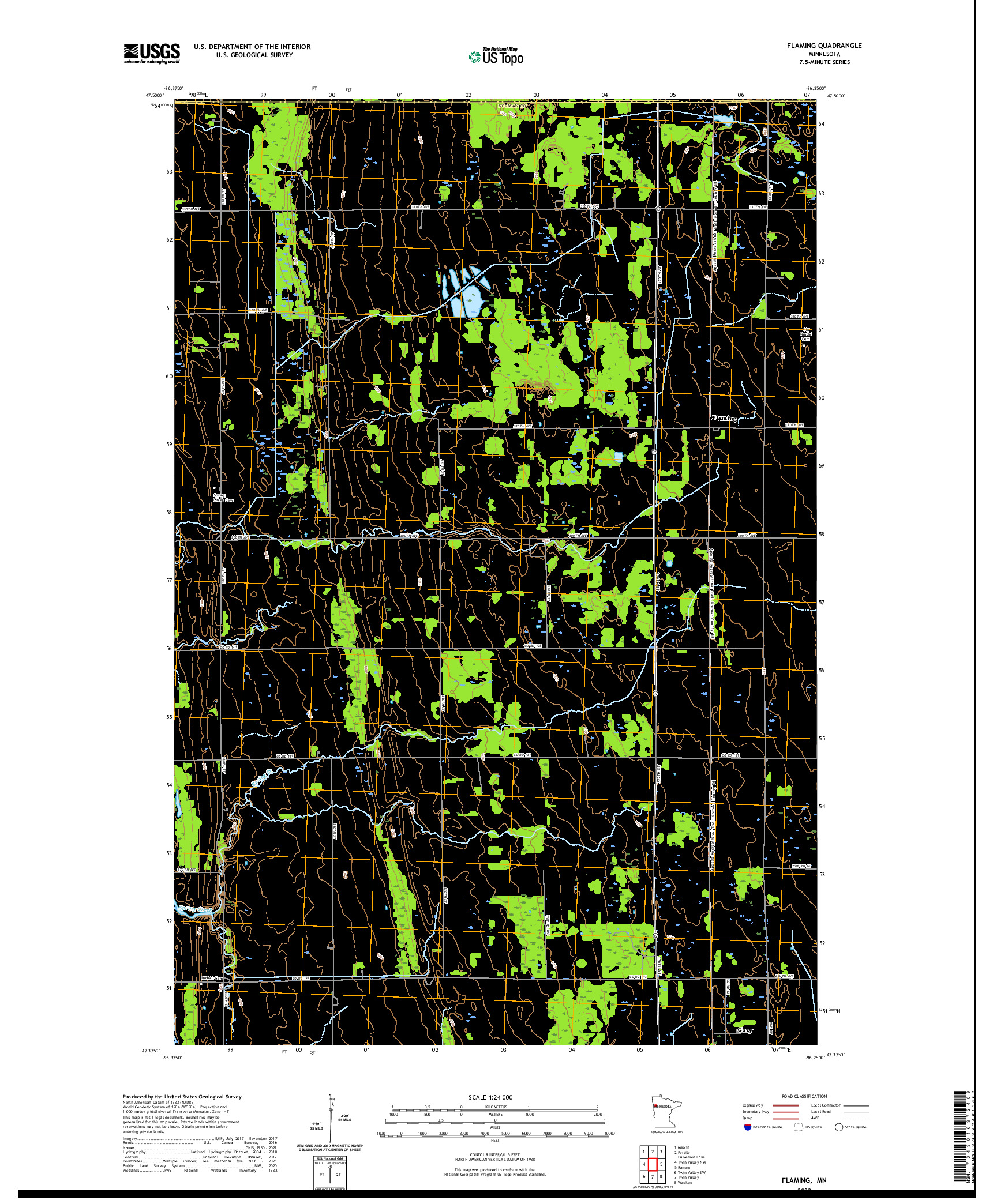 US TOPO 7.5-MINUTE MAP FOR FLAMING, MN