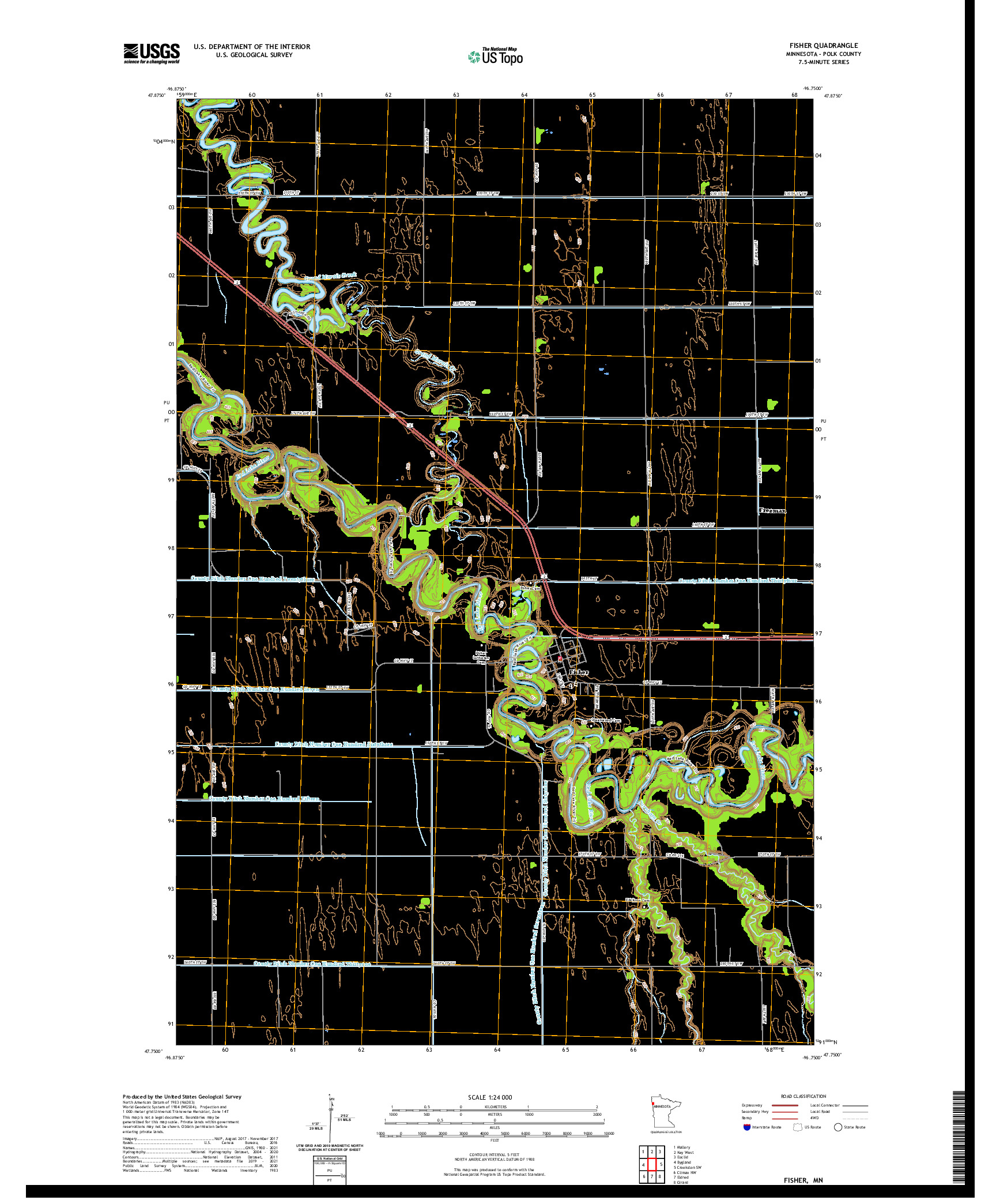 US TOPO 7.5-MINUTE MAP FOR FISHER, MN