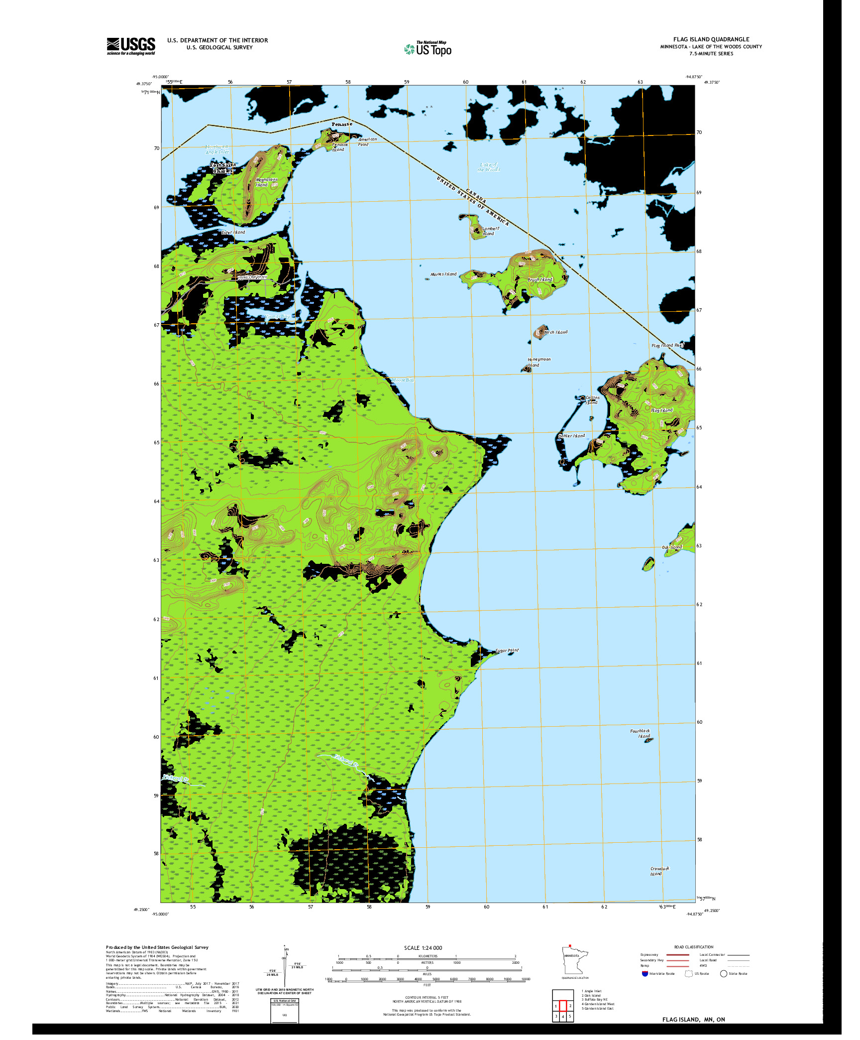 US TOPO 7.5-MINUTE MAP FOR FLAG ISLAND, MN,ON