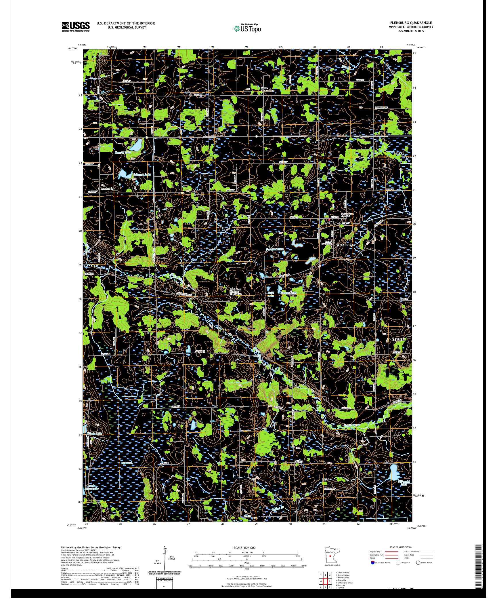 US TOPO 7.5-MINUTE MAP FOR FLENSBURG, MN