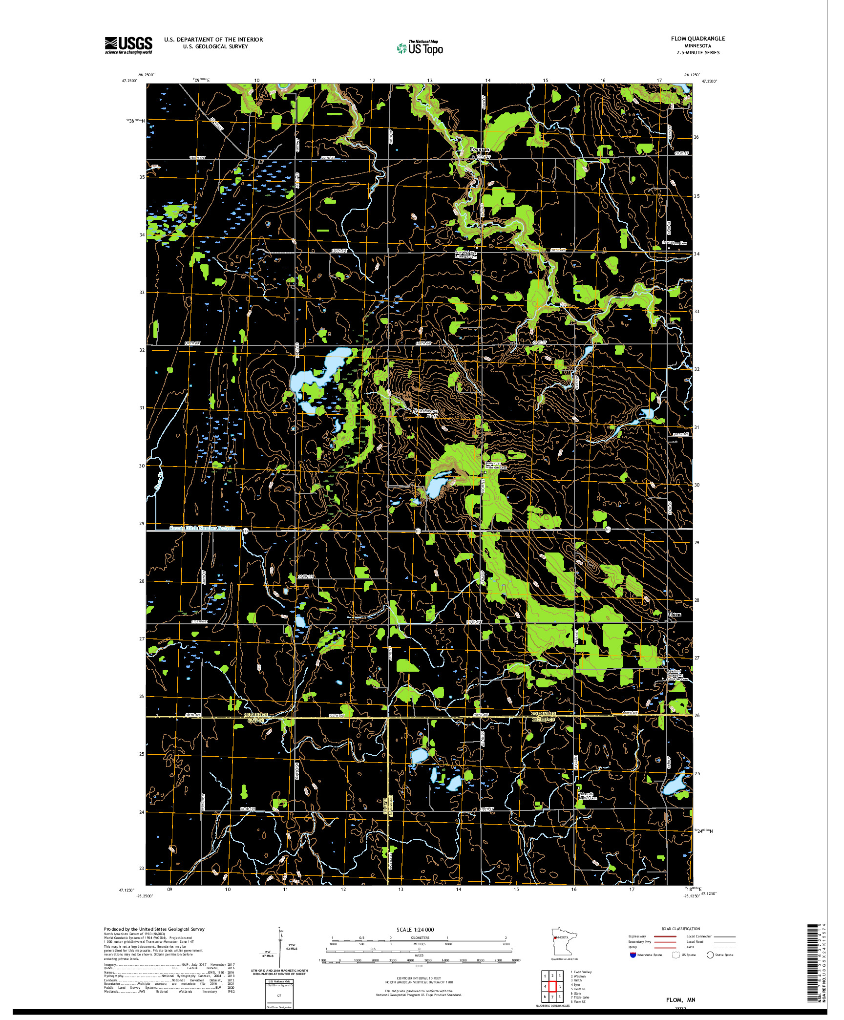 US TOPO 7.5-MINUTE MAP FOR FLOM, MN