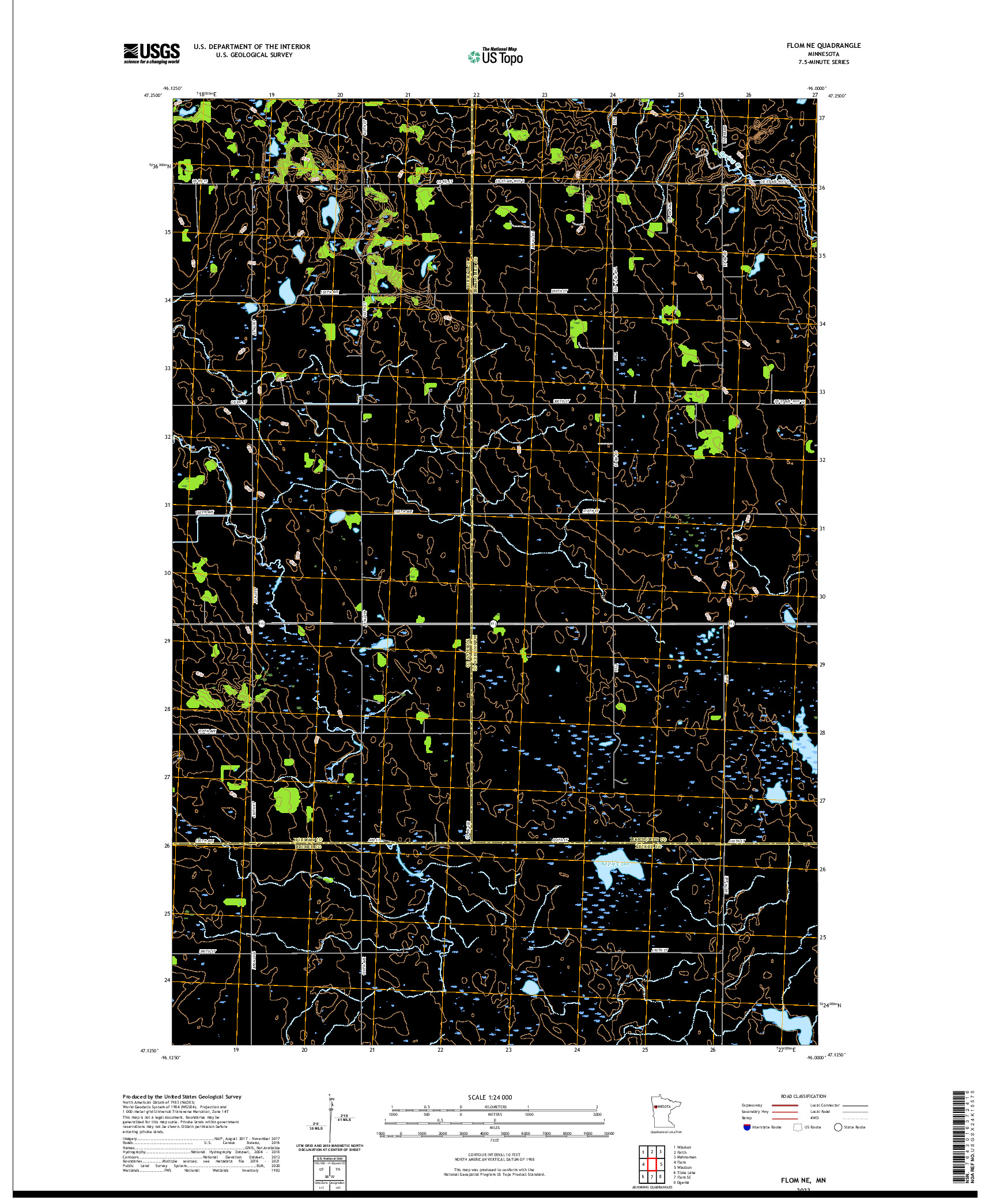 US TOPO 7.5-MINUTE MAP FOR FLOM NE, MN