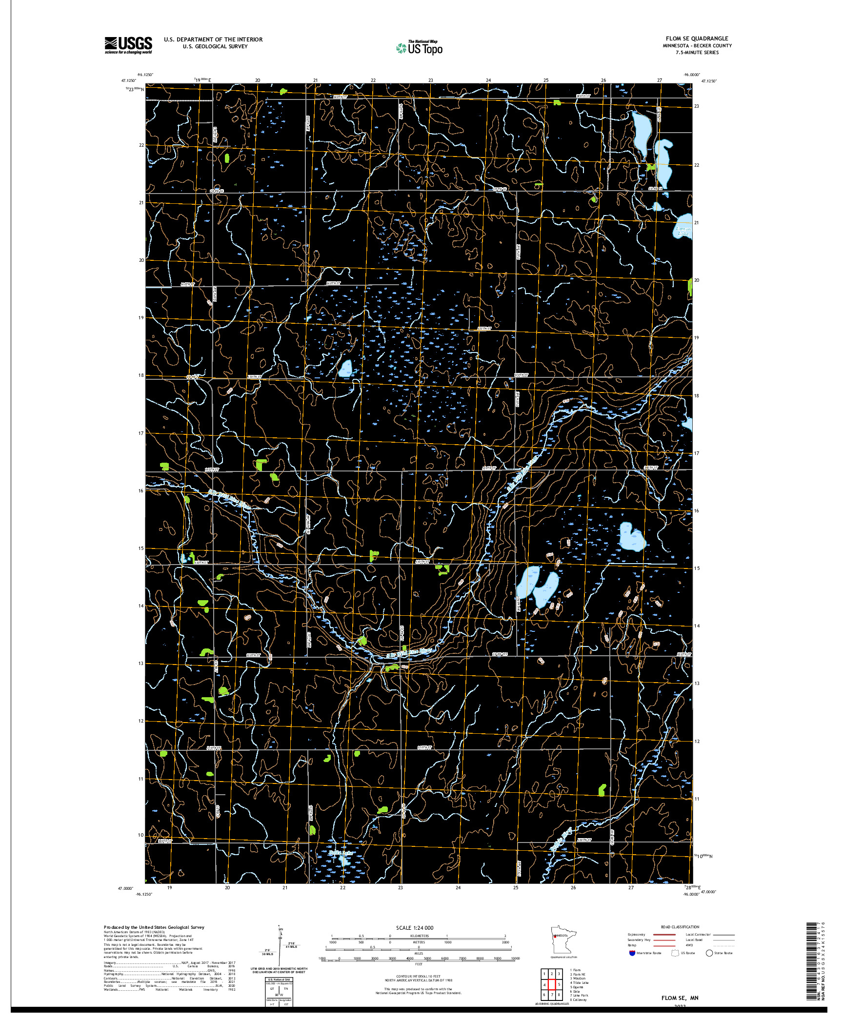 US TOPO 7.5-MINUTE MAP FOR FLOM SE, MN
