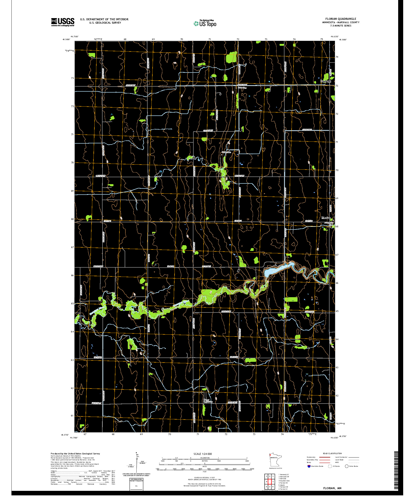 US TOPO 7.5-MINUTE MAP FOR FLORIAN, MN