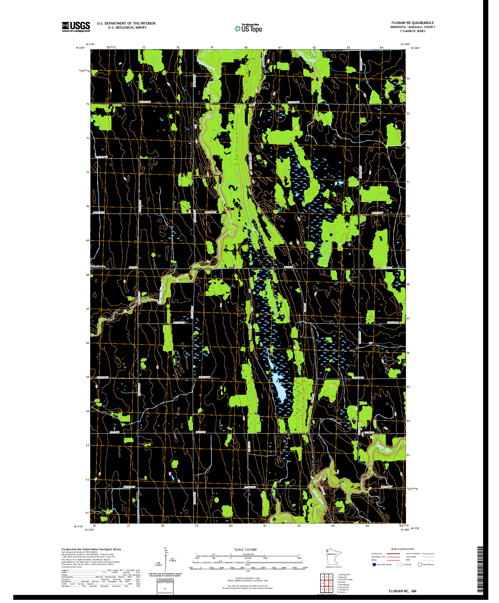 US TOPO 7.5-MINUTE MAP FOR FLORIAN NE, MN