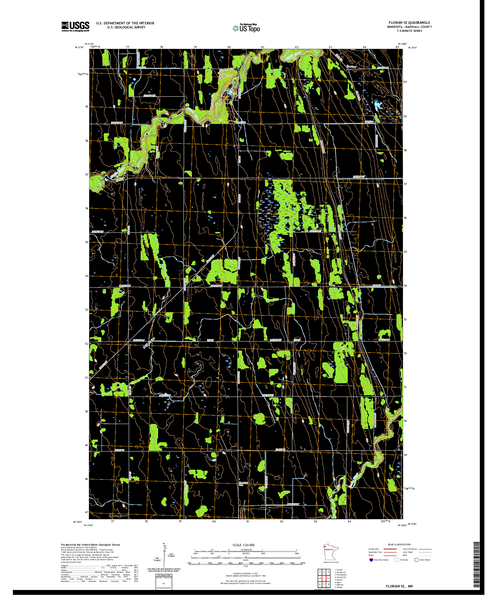 US TOPO 7.5-MINUTE MAP FOR FLORIAN SE, MN