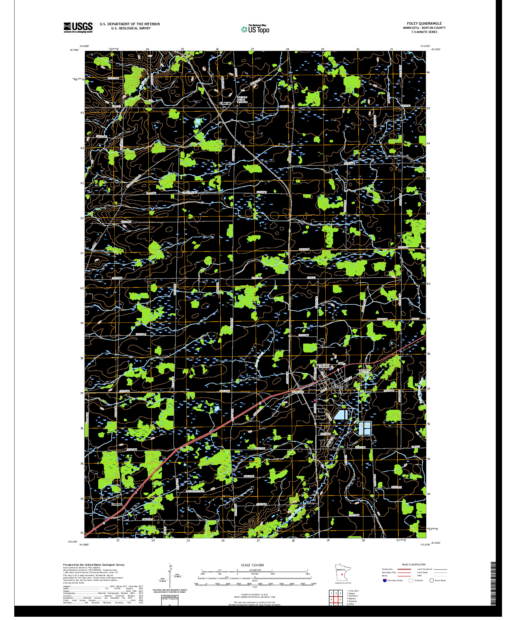 US TOPO 7.5-MINUTE MAP FOR FOLEY, MN