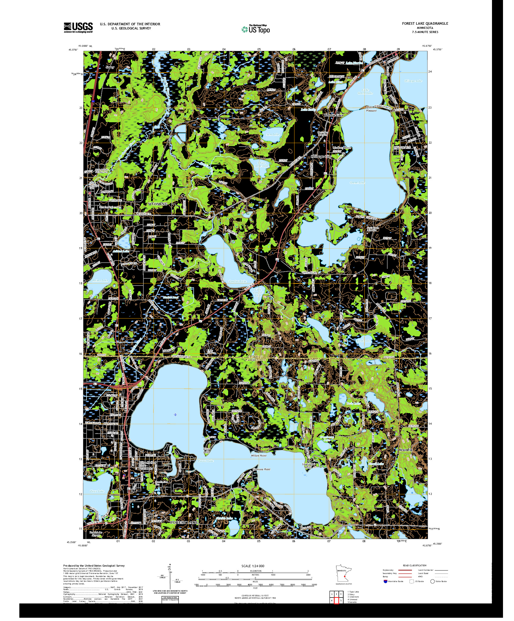 US TOPO 7.5-MINUTE MAP FOR FOREST LAKE, MN