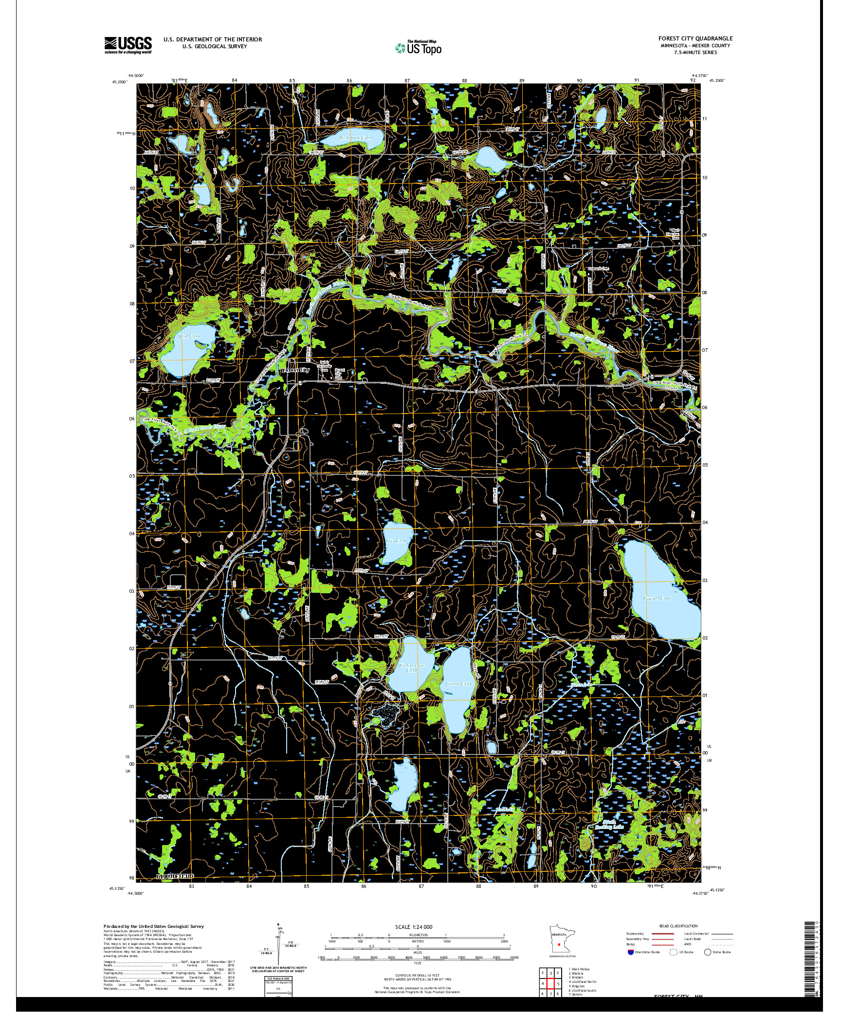 US TOPO 7.5-MINUTE MAP FOR FOREST CITY, MN