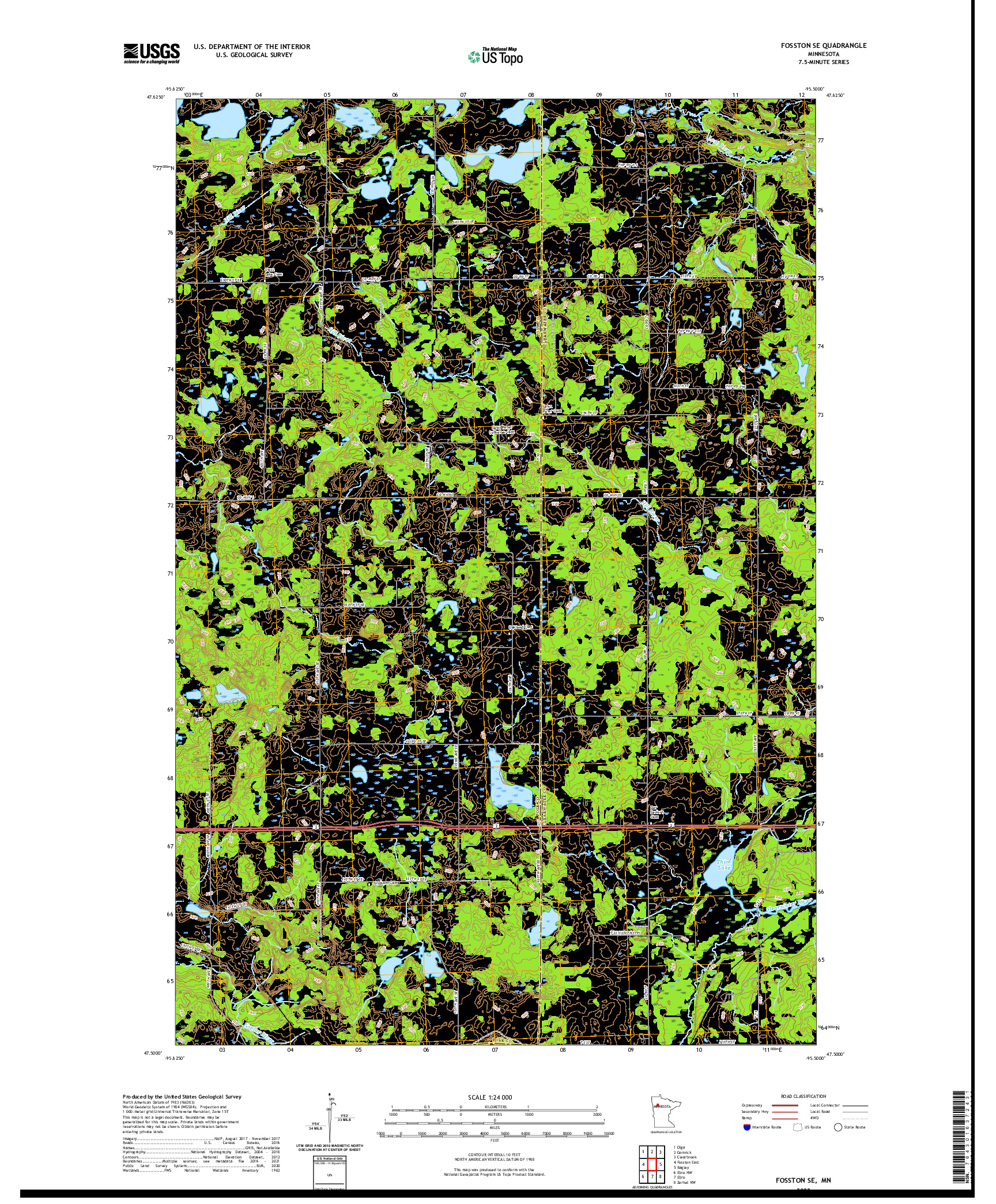 US TOPO 7.5-MINUTE MAP FOR FOSSTON SE, MN