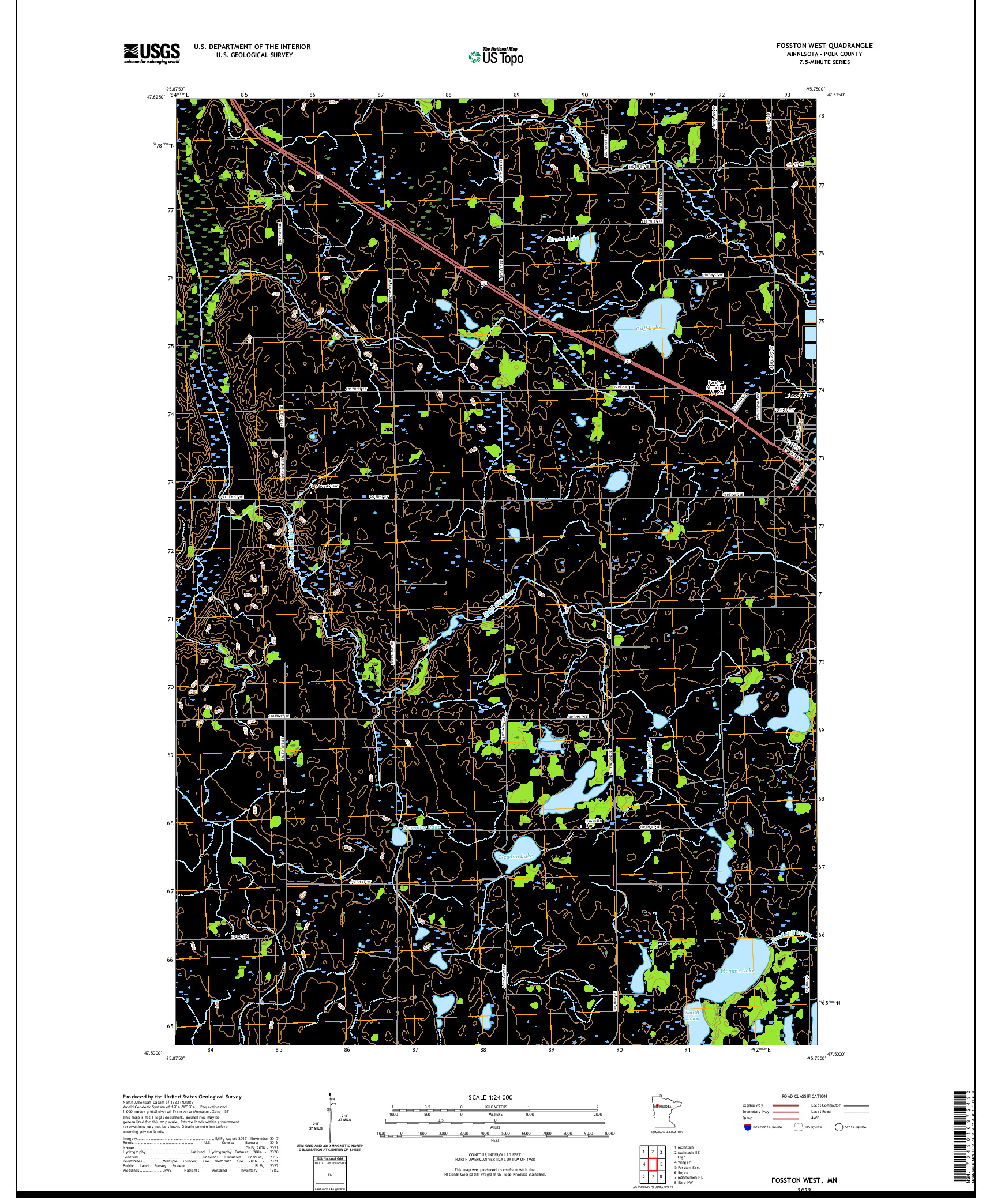 US TOPO 7.5-MINUTE MAP FOR FOSSTON WEST, MN