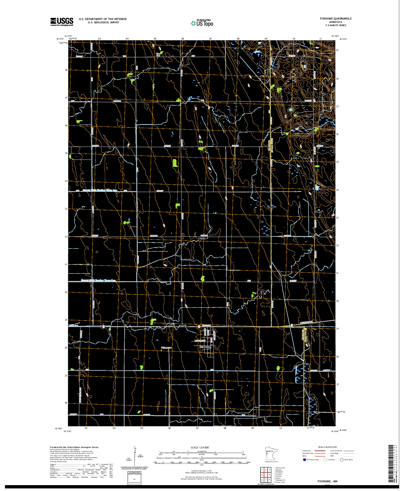 US TOPO 7.5-MINUTE MAP FOR FOXHOME, MN