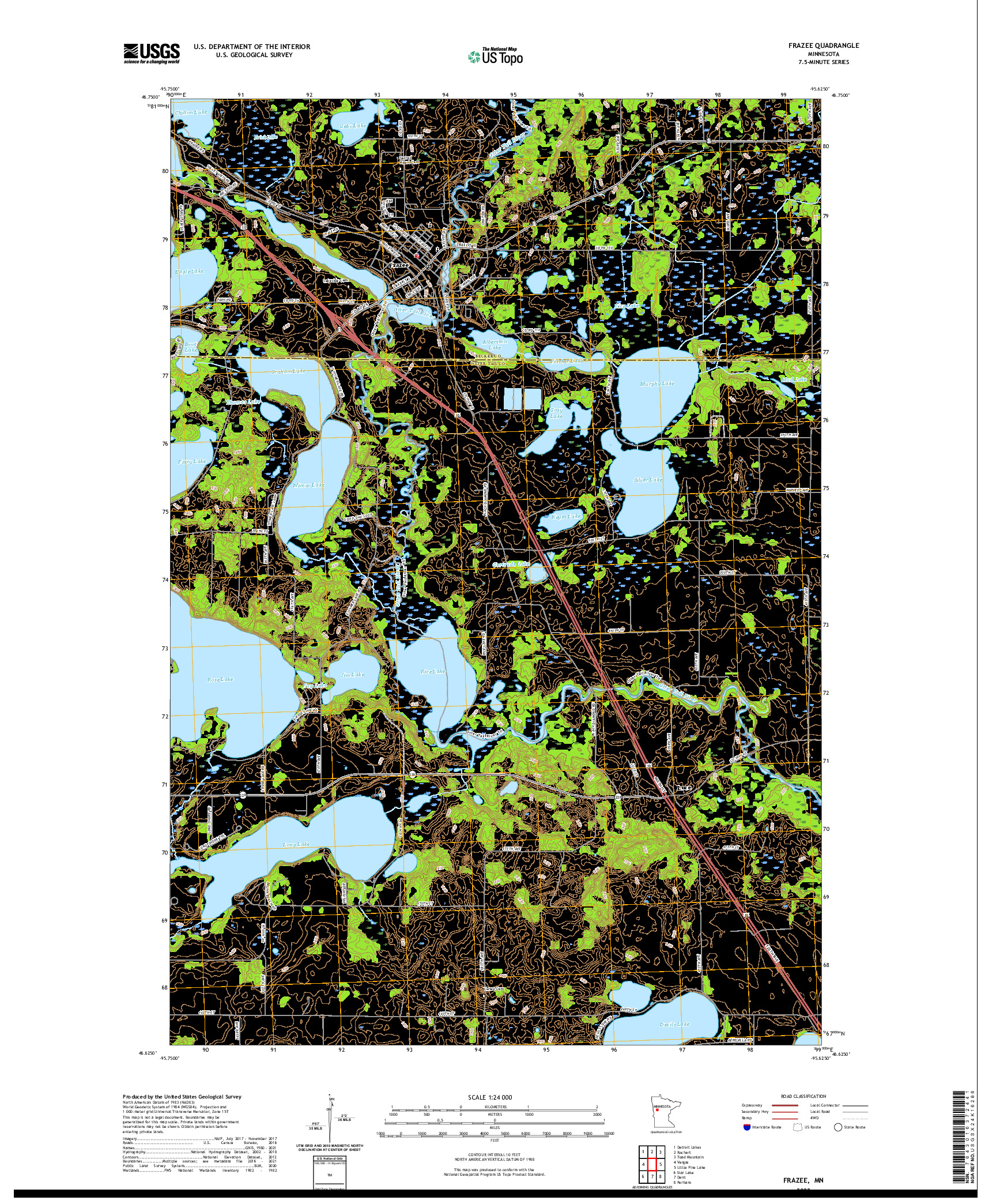 US TOPO 7.5-MINUTE MAP FOR FRAZEE, MN