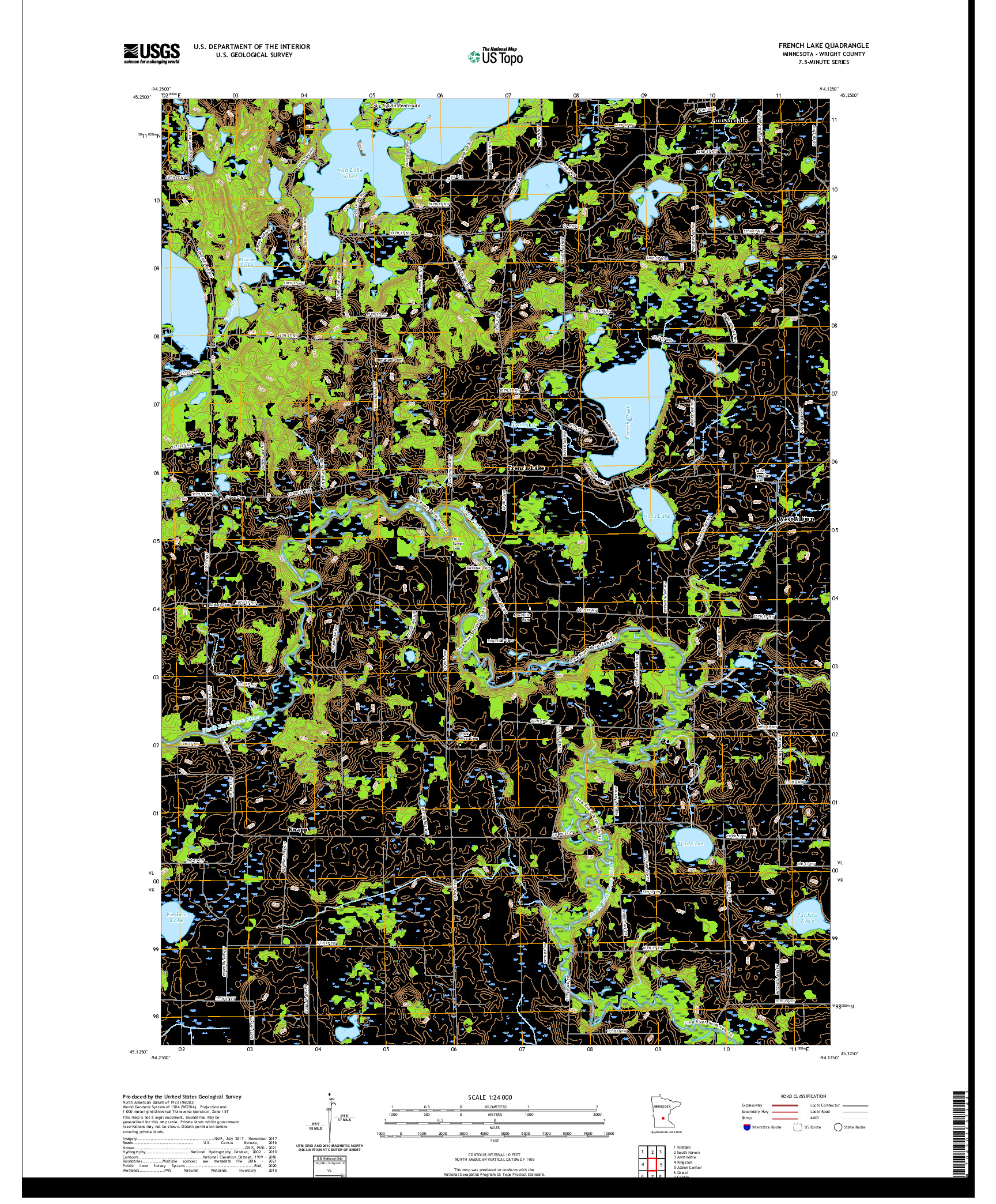 US TOPO 7.5-MINUTE MAP FOR FRENCH LAKE, MN