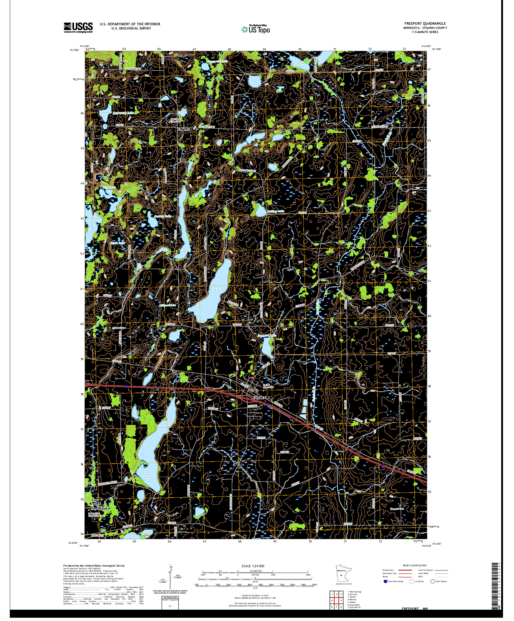 US TOPO 7.5-MINUTE MAP FOR FREEPORT, MN