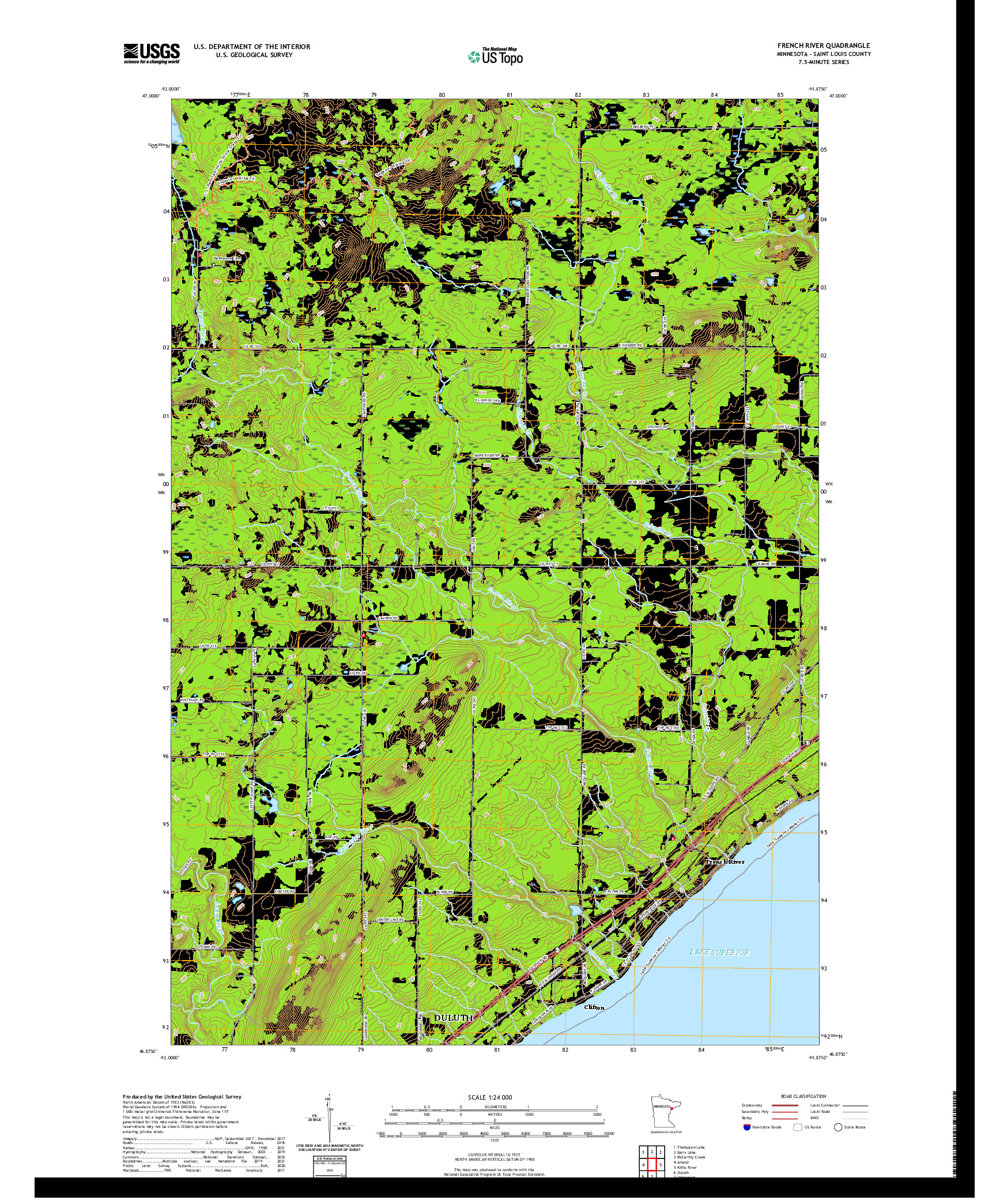 US TOPO 7.5-MINUTE MAP FOR FRENCH RIVER, MN