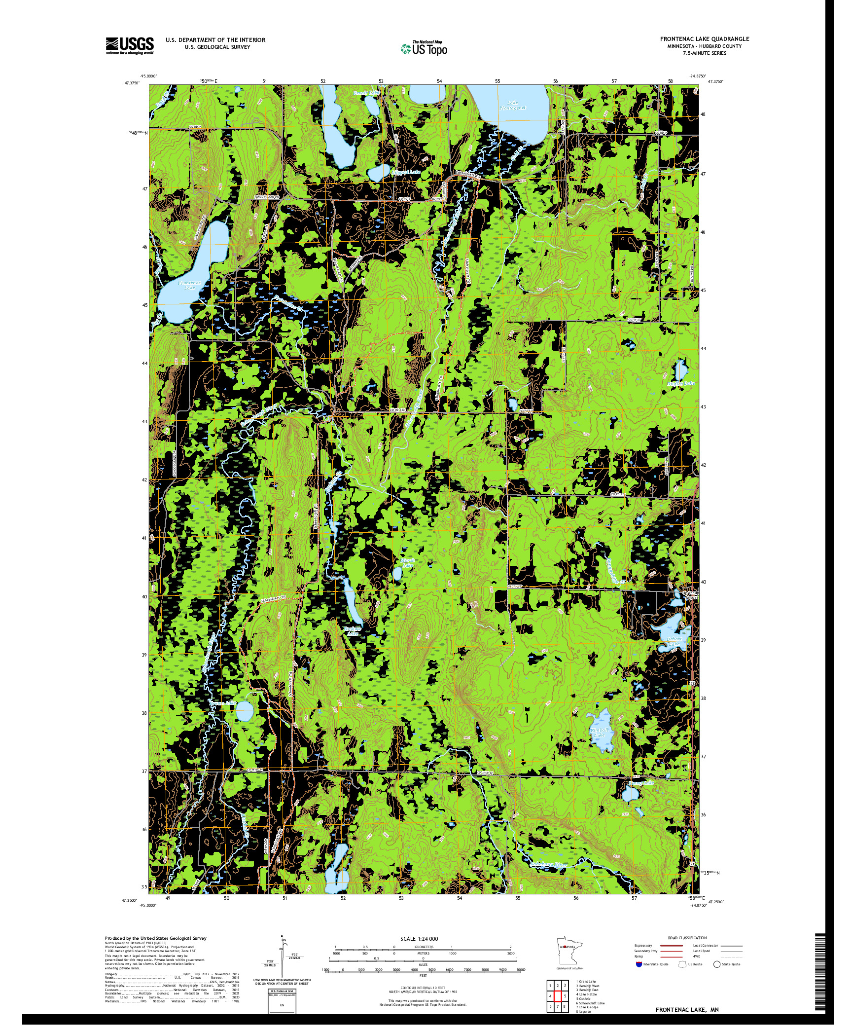 US TOPO 7.5-MINUTE MAP FOR FRONTENAC LAKE, MN