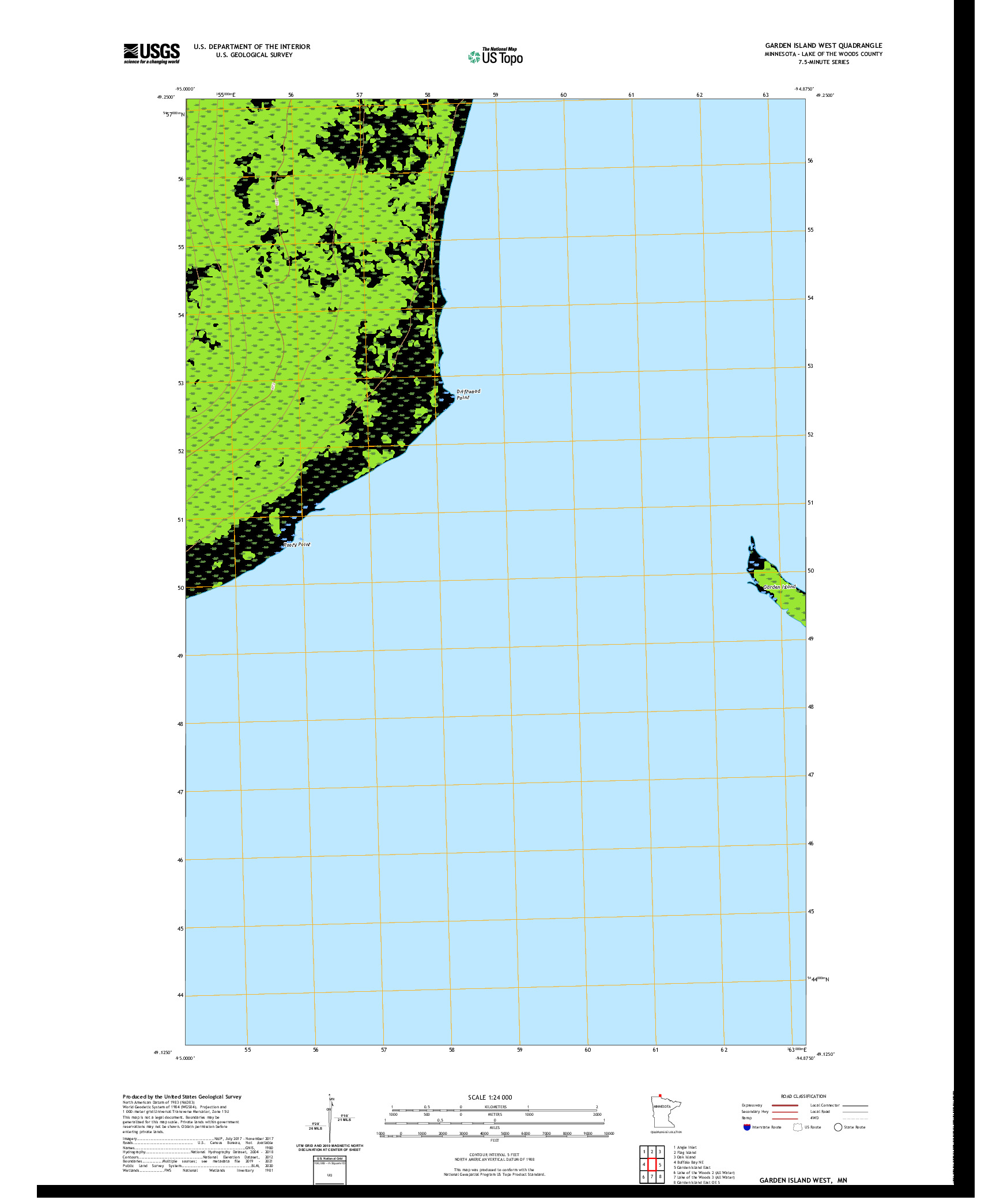 US TOPO 7.5-MINUTE MAP FOR GARDEN ISLAND WEST, MN