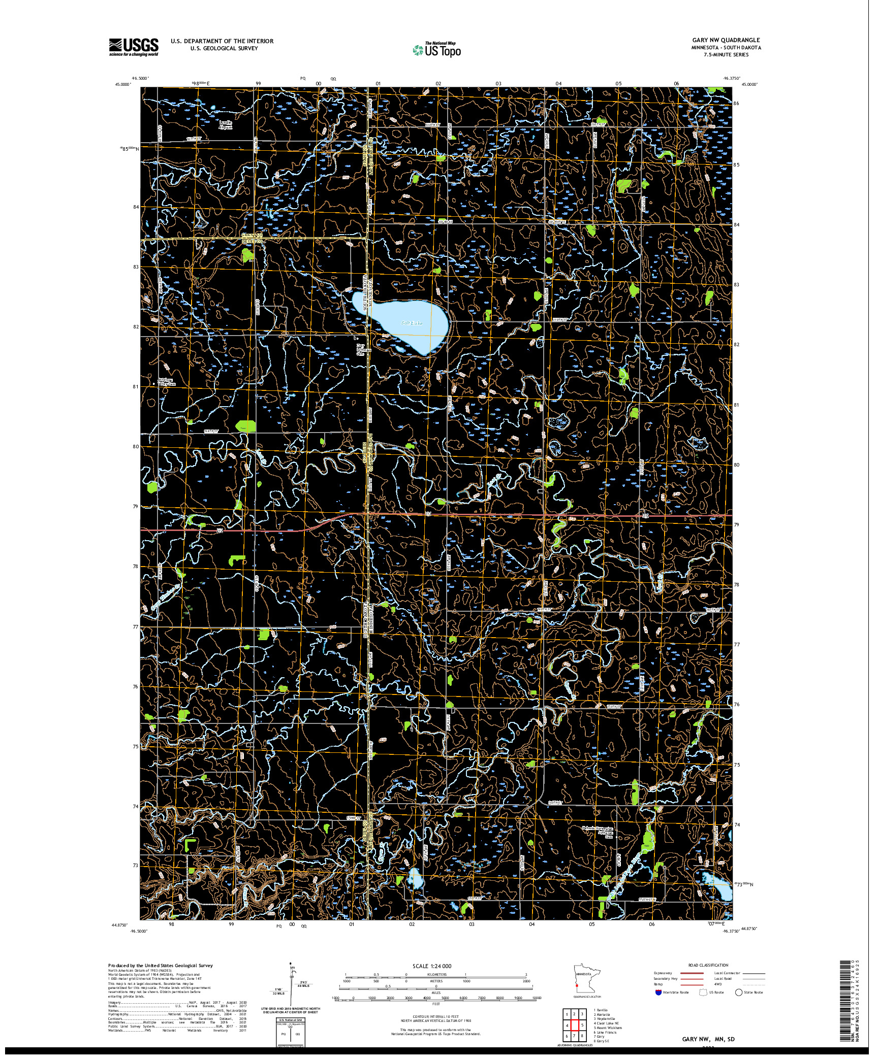 US TOPO 7.5-MINUTE MAP FOR GARY NW, MN,SD