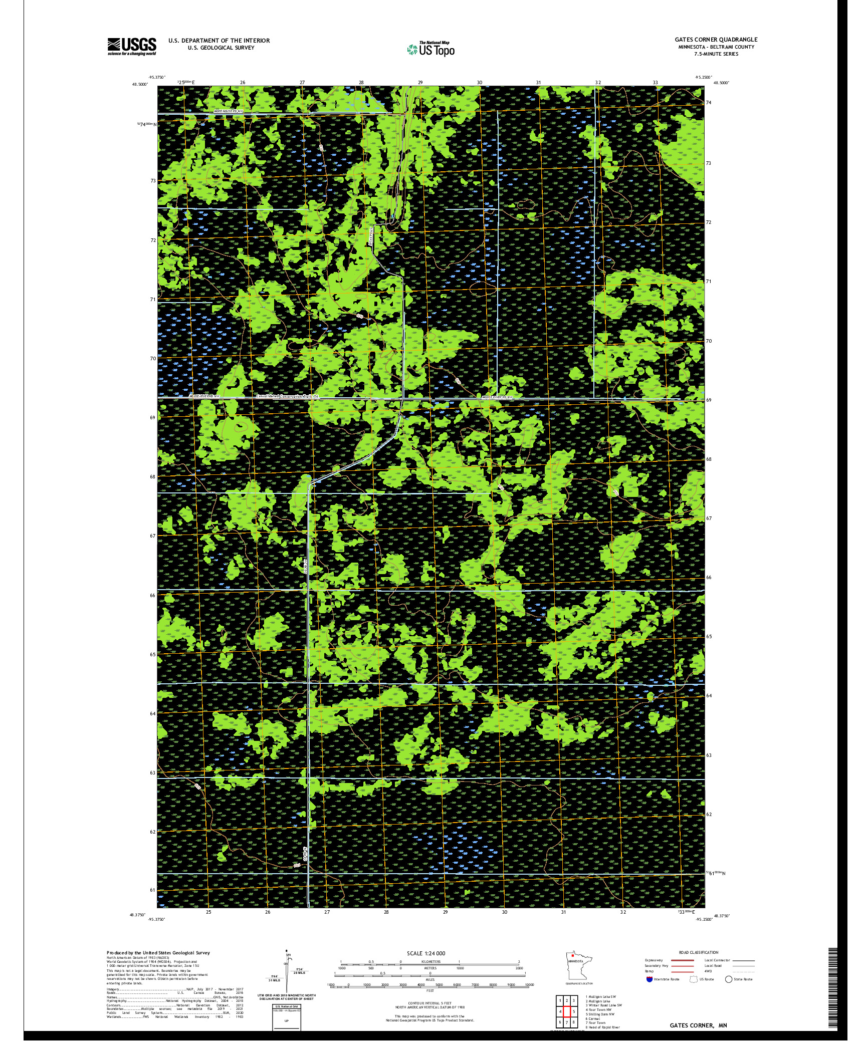 US TOPO 7.5-MINUTE MAP FOR GATES CORNER, MN