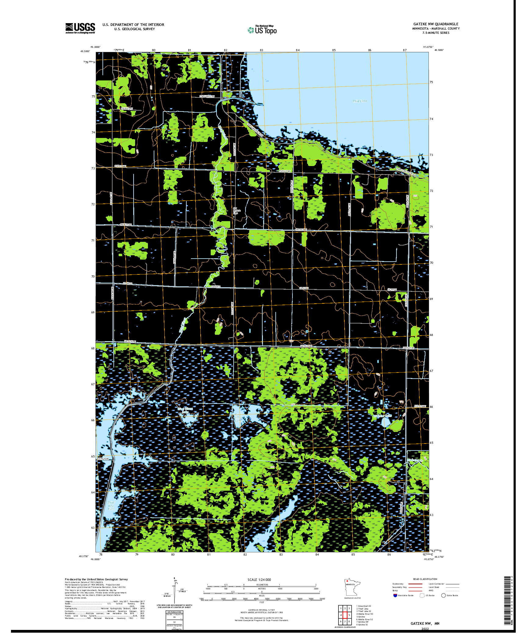 US TOPO 7.5-MINUTE MAP FOR GATZKE NW, MN