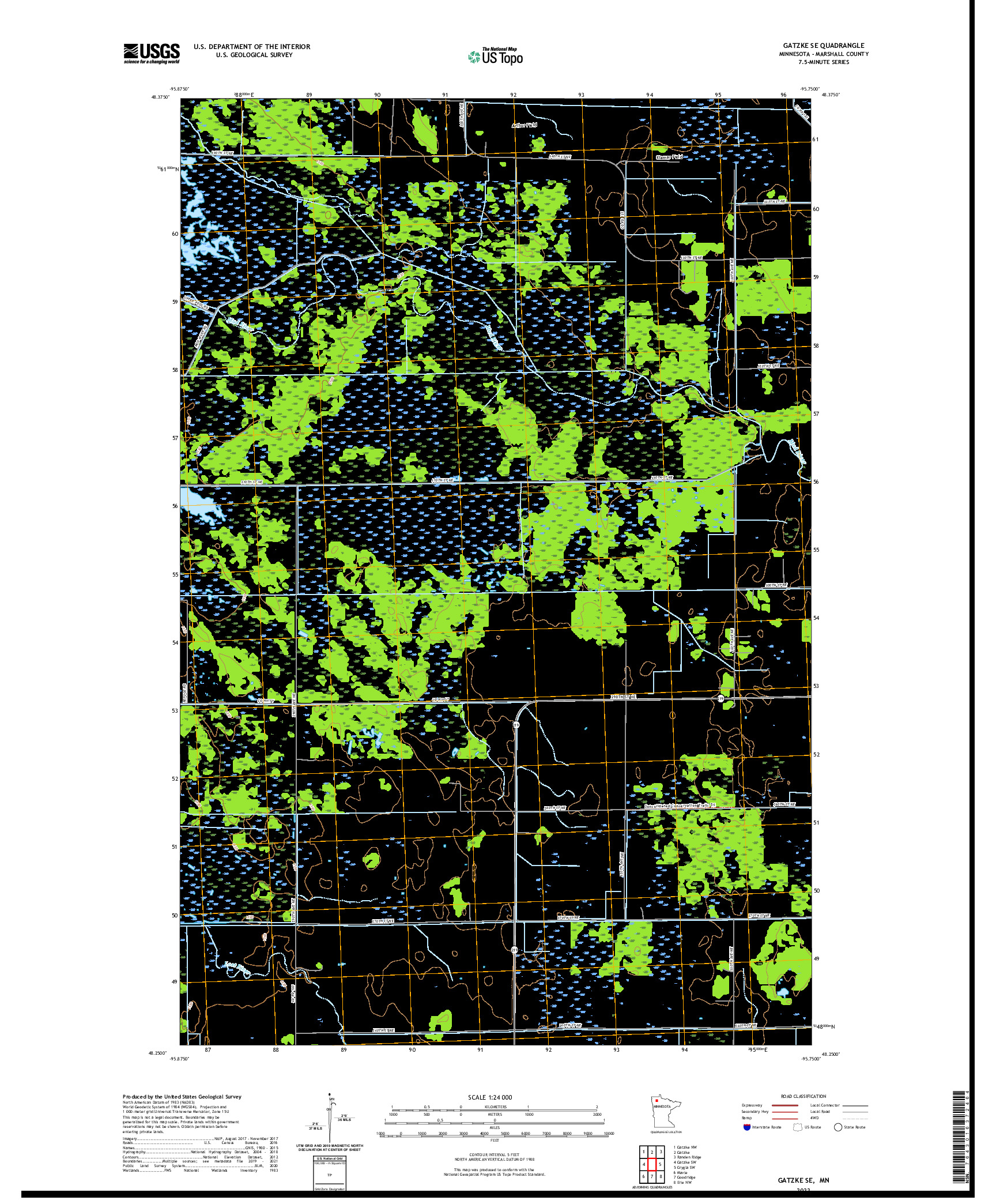 US TOPO 7.5-MINUTE MAP FOR GATZKE SE, MN