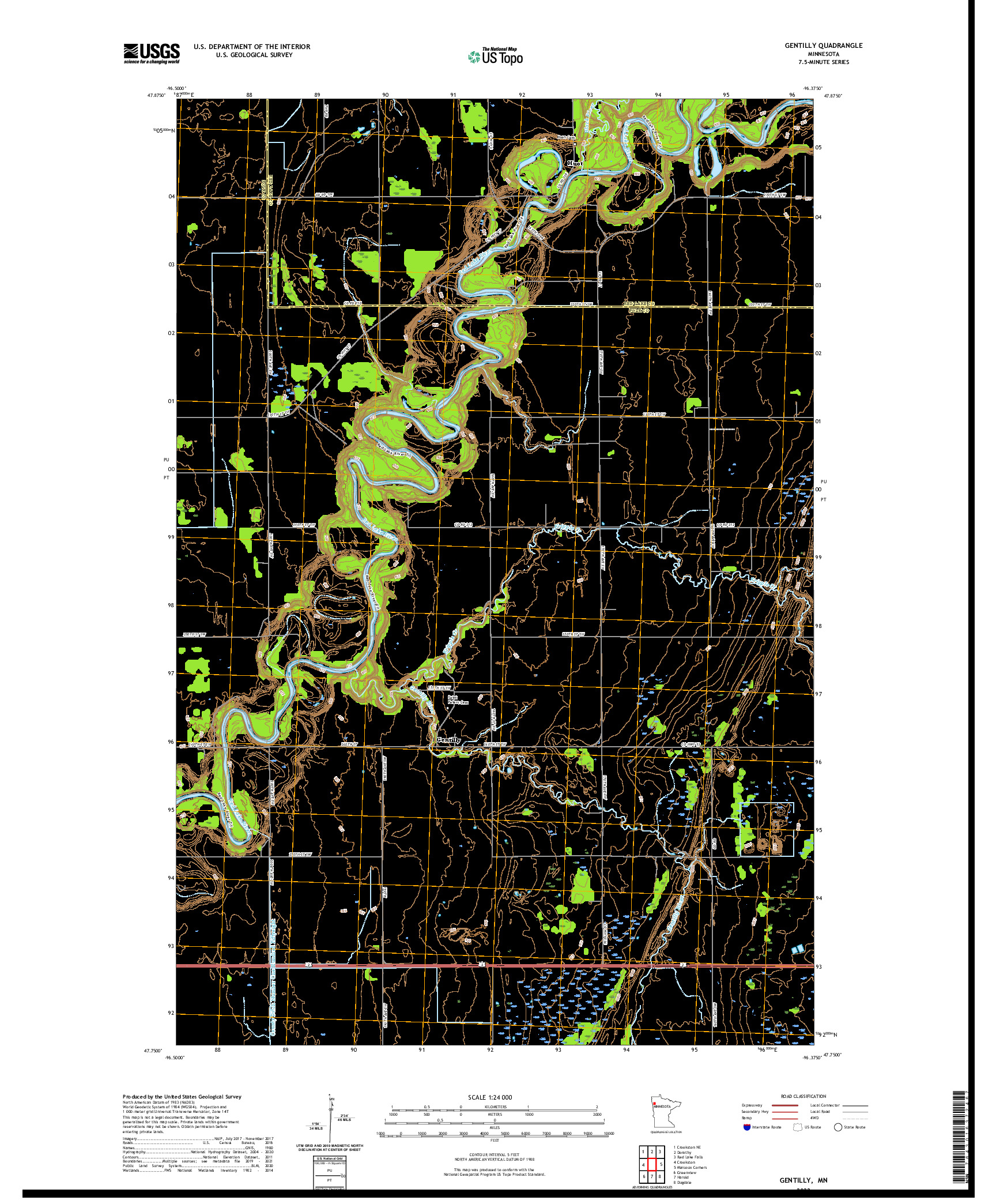 US TOPO 7.5-MINUTE MAP FOR GENTILLY, MN