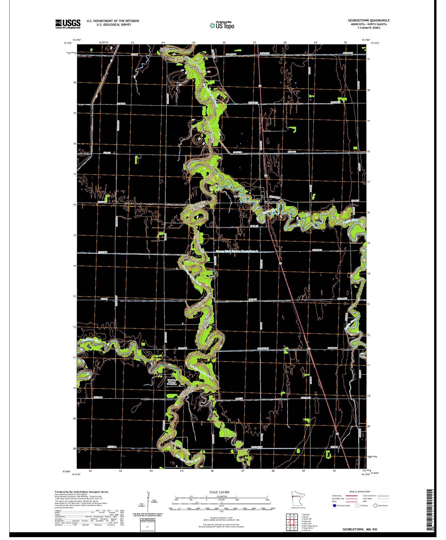 US TOPO 7.5-MINUTE MAP FOR GEORGETOWN, MN,ND